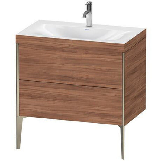 Duravit XViu 31" x 31" x 19" Two Drawer C-Bonded Floorstanding Vanity Kit With One Tap Hole, Walnut (XV4710OB179C)