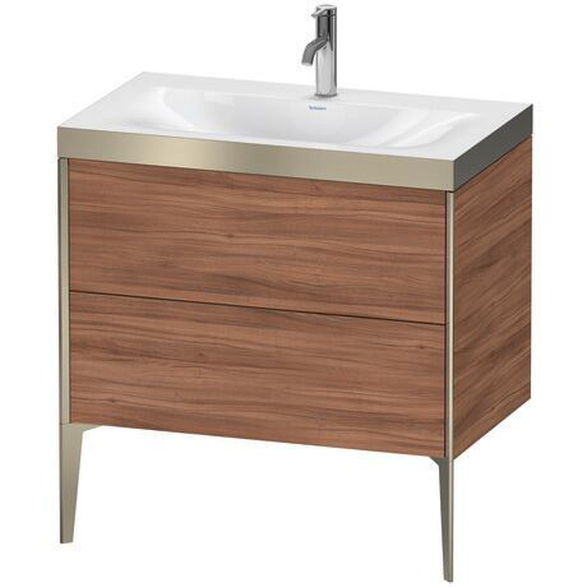 Duravit XViu 31" x 31" x 19" Two Drawer C-Bonded Floorstanding Vanity Kit With One Tap Hole, Walnut (XV4710OB179P)
