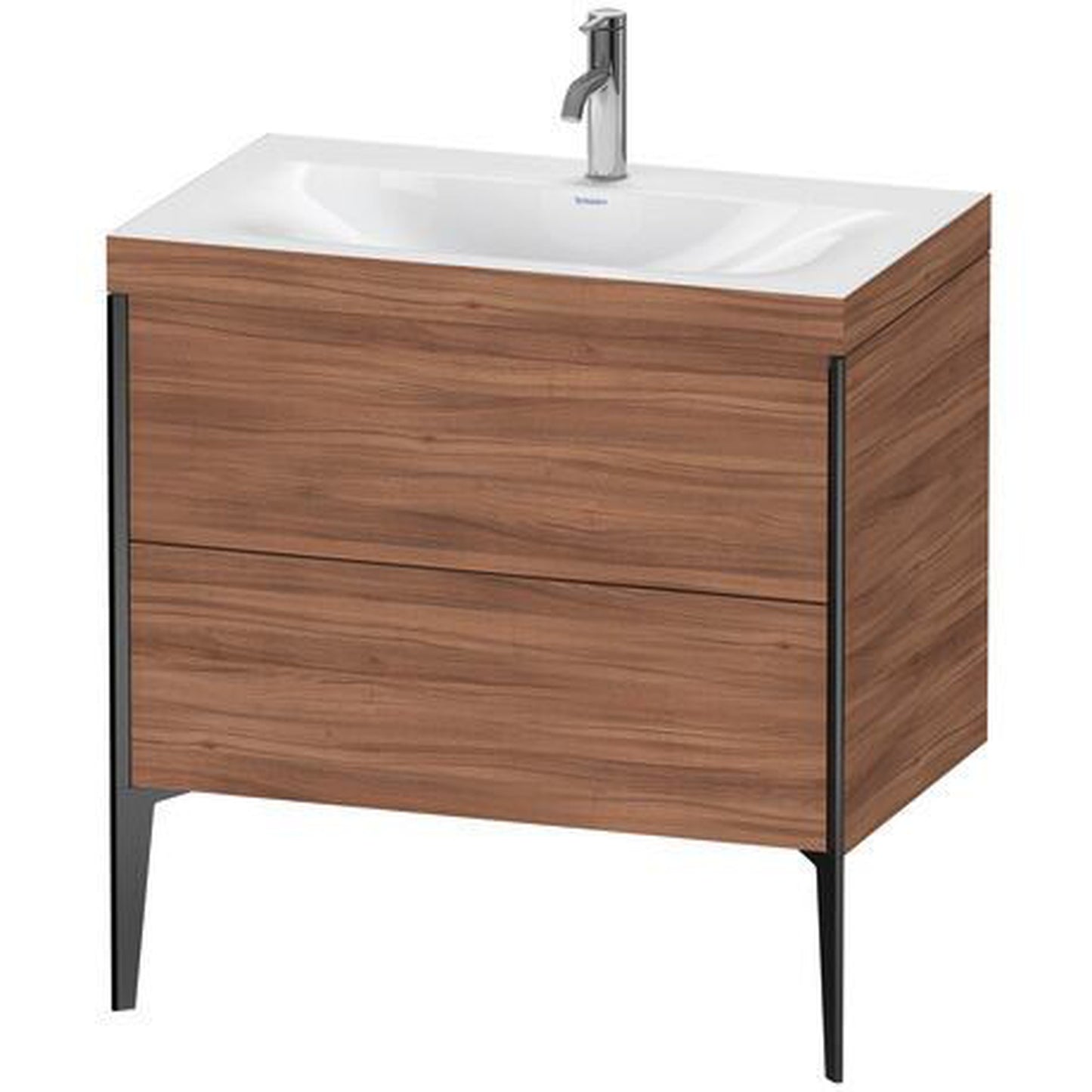 Duravit XViu 31" x 31" x 19" Two Drawer C-Bonded Floorstanding Vanity Kit With One Tap Hole, Walnut (XV4710OB279C)