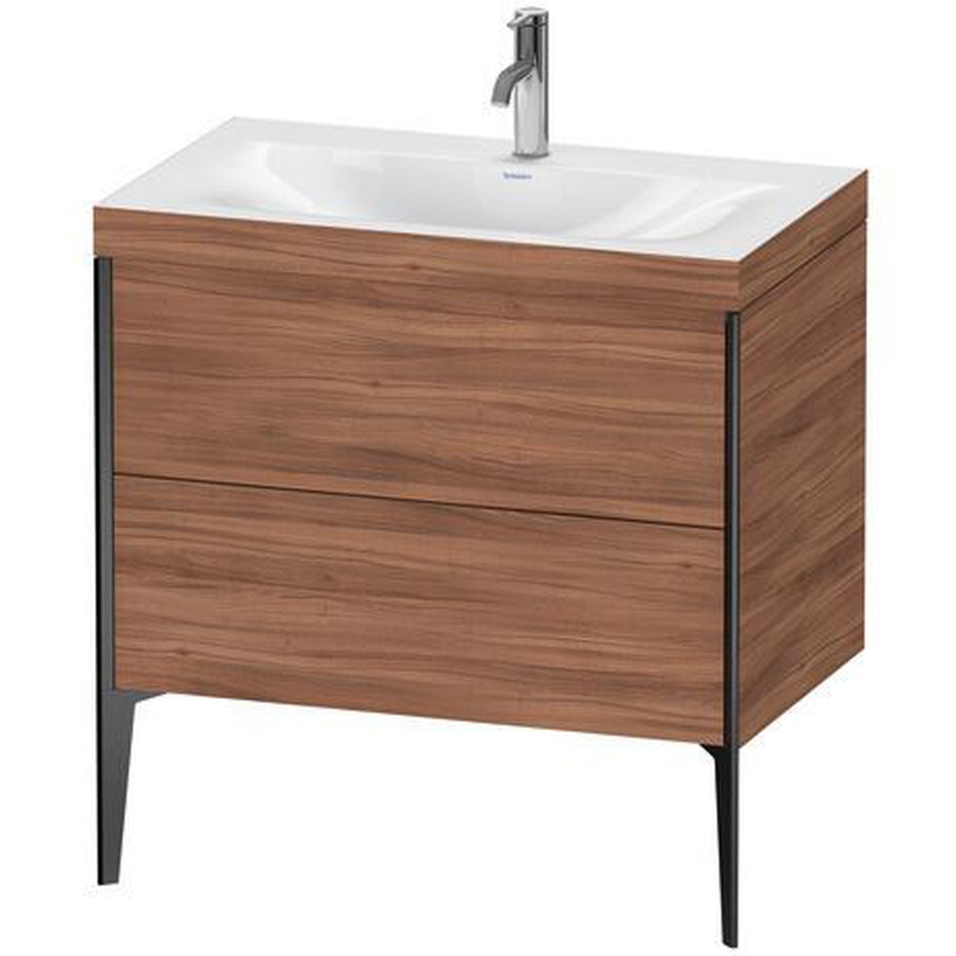 Duravit XViu 31" x 31" x 19" Two Drawer C-Bonded Floorstanding Vanity Kit With One Tap Hole, Walnut (XV4710OB279C)