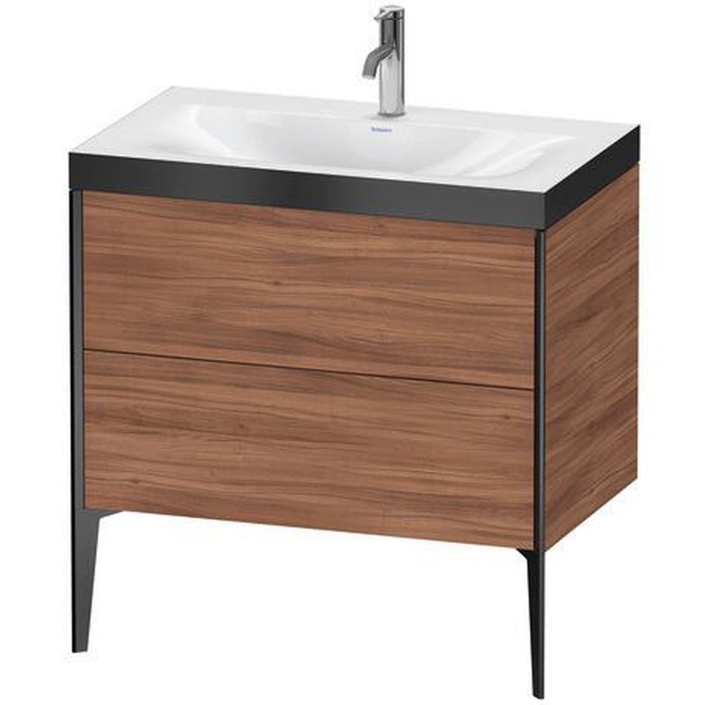 Duravit XViu 31" x 31" x 19" Two Drawer C-Bonded Floorstanding Vanity Kit With One Tap Hole, Walnut (XV4710OB279P)