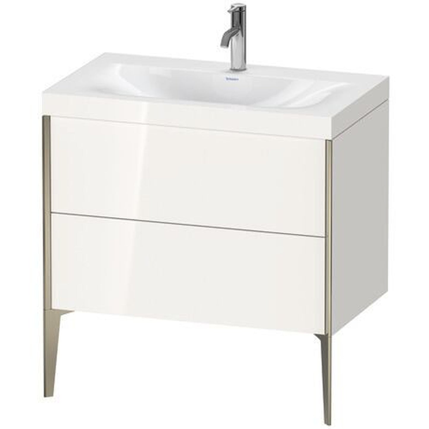 Duravit XViu 31" x 31" x 19" Two Drawer C-Bonded Floorstanding Vanity Kit With One Tap Hole, White (XV4710OB122C)
