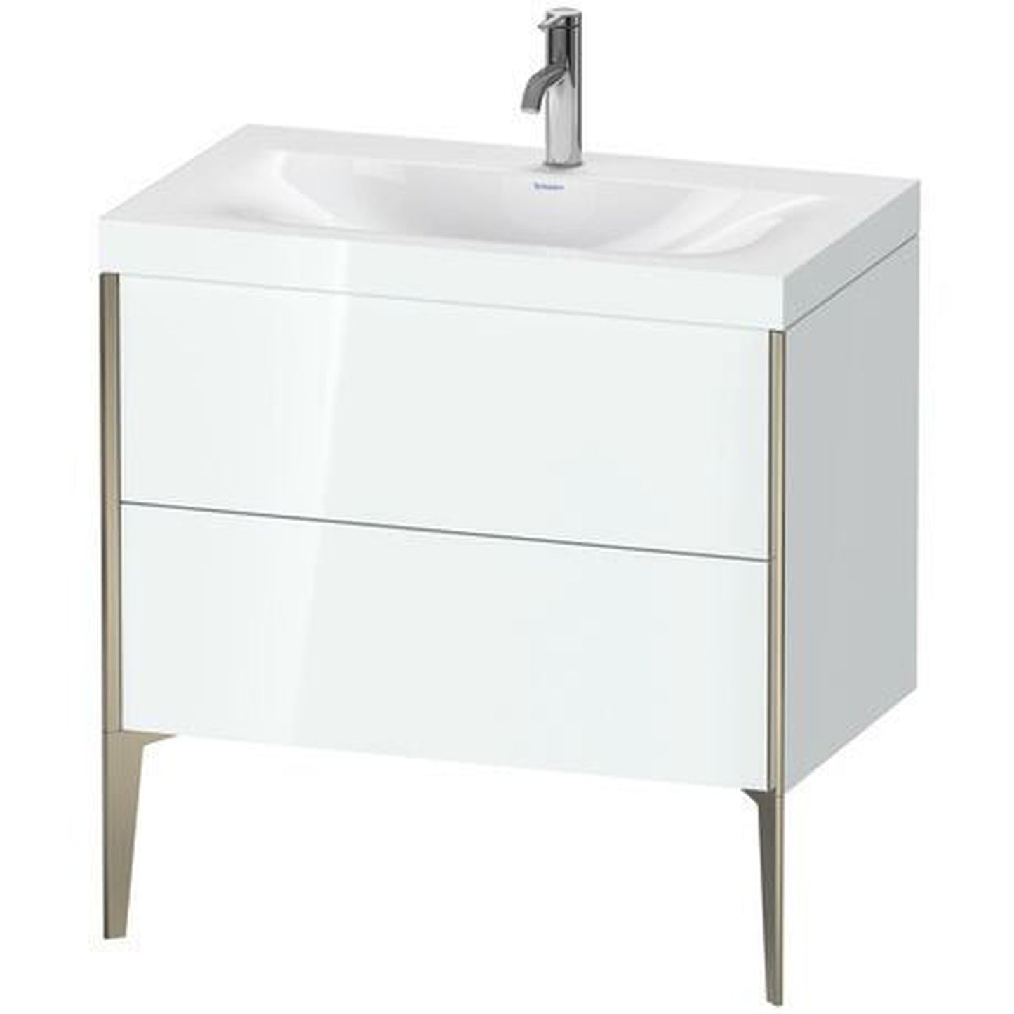 Duravit XViu 31" x 31" x 19" Two Drawer C-Bonded Floorstanding Vanity Kit With One Tap Hole, White (XV4710OB185C)