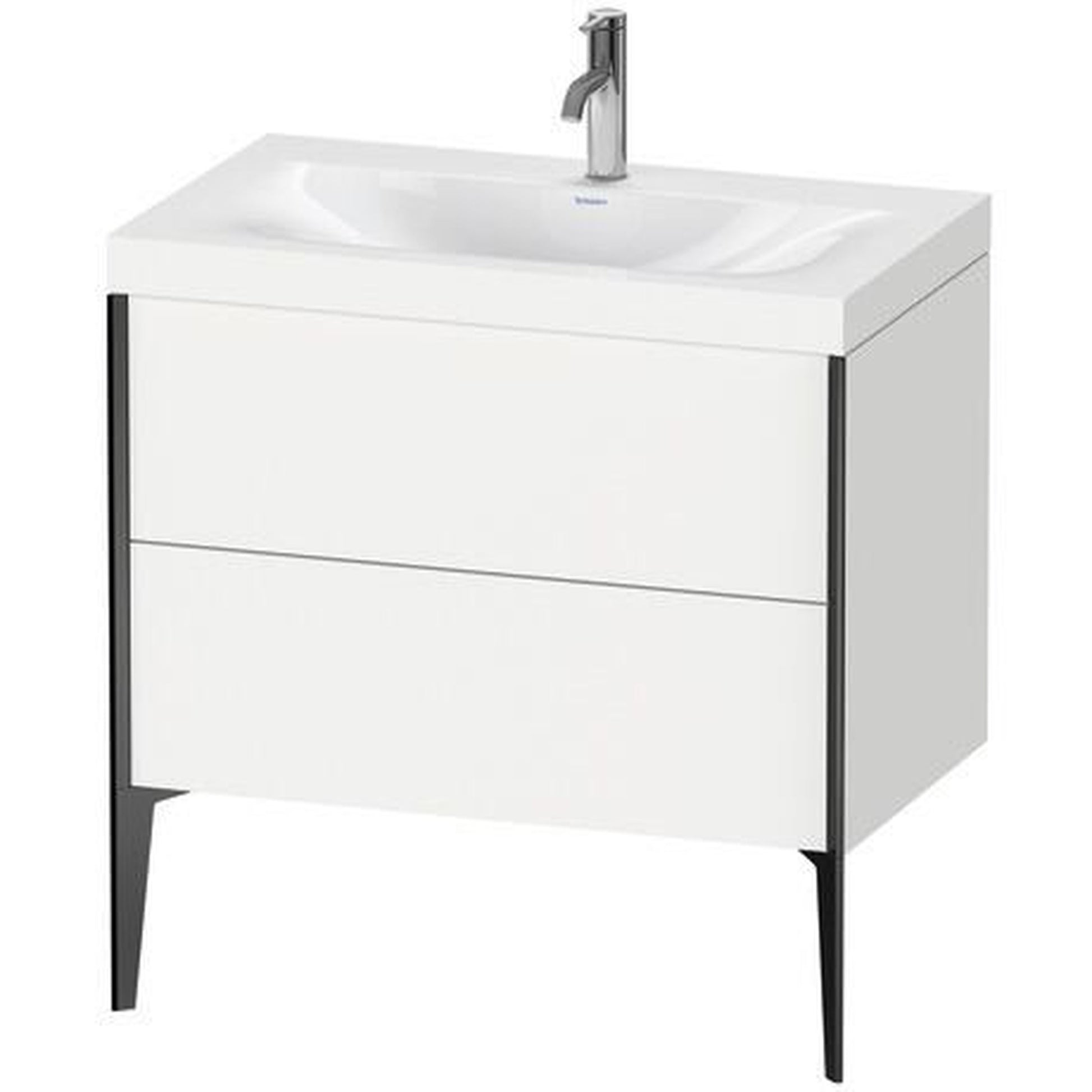 Duravit XViu 31" x 31" x 19" Two Drawer C-Bonded Floorstanding Vanity Kit With One Tap Hole, White (XV4710OB218C)