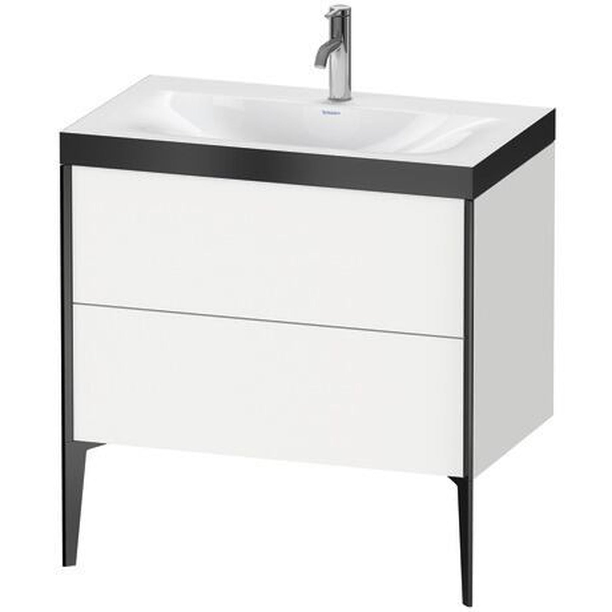 Duravit XViu 31" x 31" x 19" Two Drawer C-Bonded Floorstanding Vanity Kit With One Tap Hole, White (XV4710OB218P)