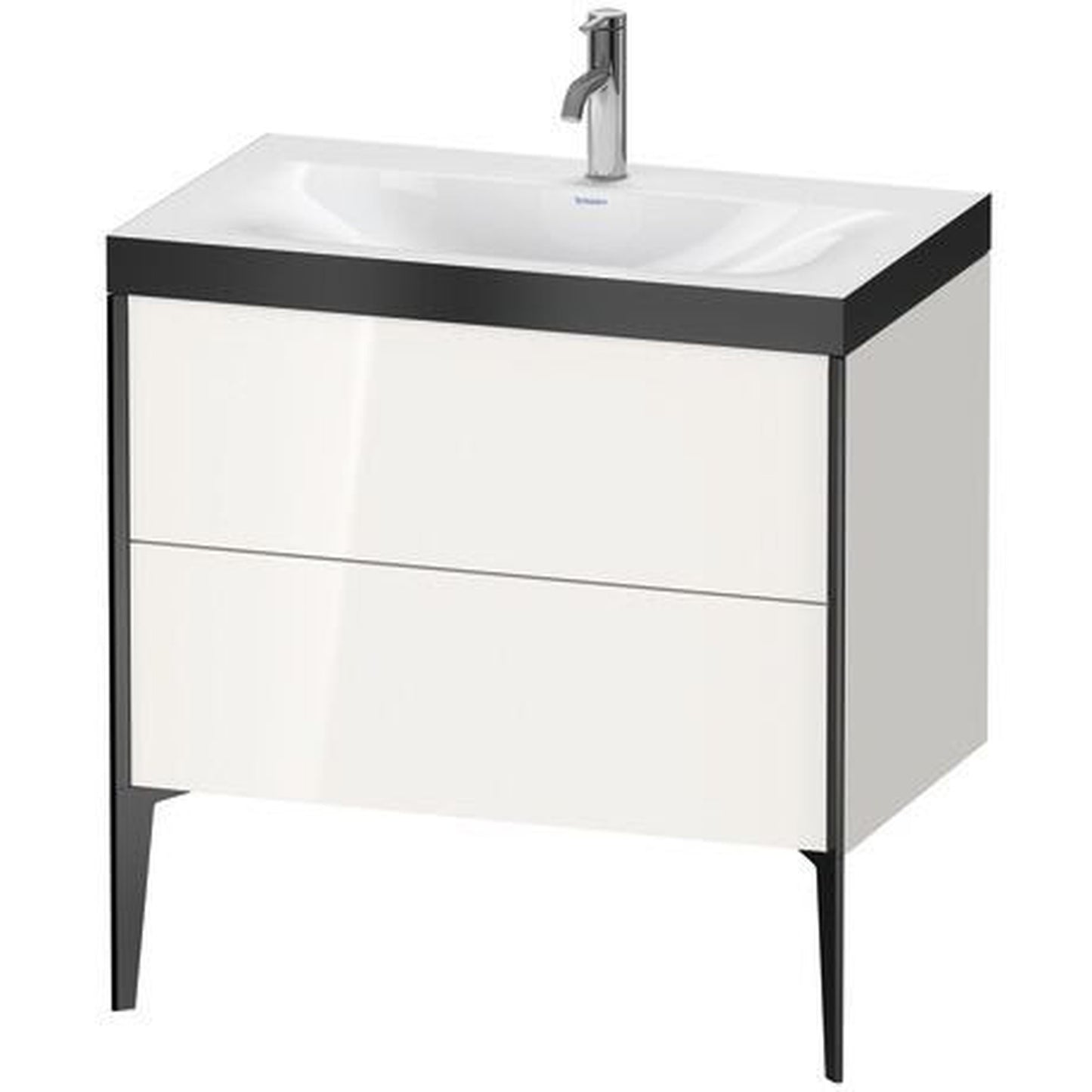 Duravit XViu 31" x 31" x 19" Two Drawer C-Bonded Floorstanding Vanity Kit With One Tap Hole, White (XV4710OB222P)