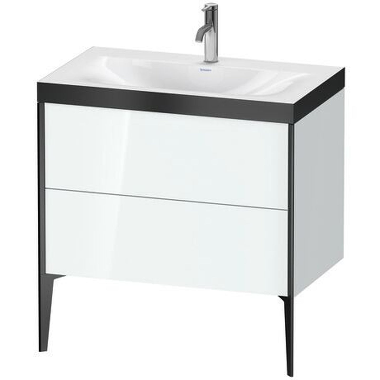 Duravit XViu 31" x 31" x 19" Two Drawer C-Bonded Floorstanding Vanity Kit With One Tap Hole, White (XV4710OB285P)