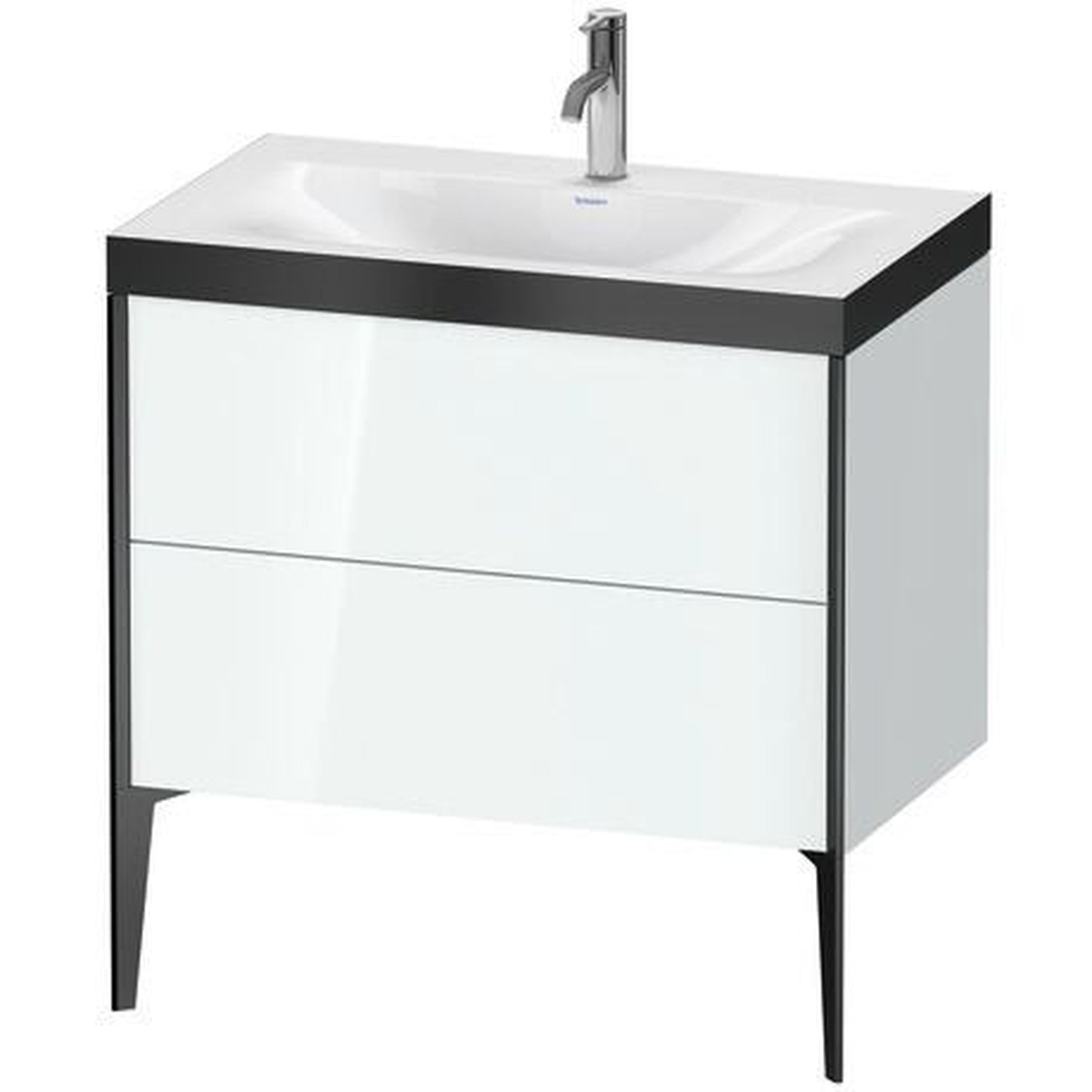 Duravit XViu 31" x 31" x 19" Two Drawer C-Bonded Floorstanding Vanity Kit With One Tap Hole, White (XV4710OB285P)