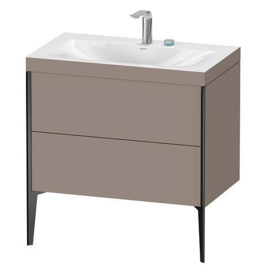 Duravit XViu 31" x 31" x 19" Two Drawer C-Bonded Floorstanding Vanity Kit With Two Tap Holes, Basalt (XV4710EB243C)