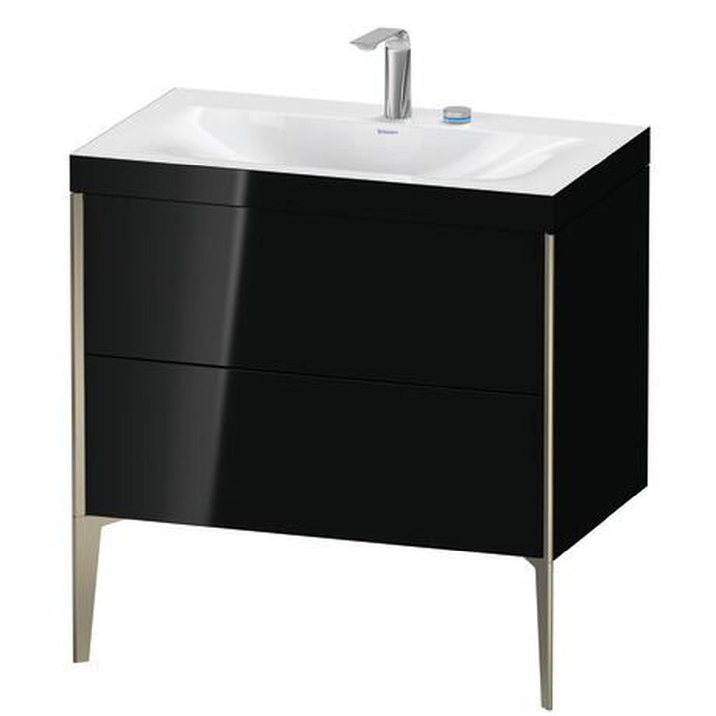 Duravit XViu 31" x 31" x 19" Two Drawer C-Bonded Floorstanding Vanity Kit With Two Tap Holes, Black (XV4710EB140C)