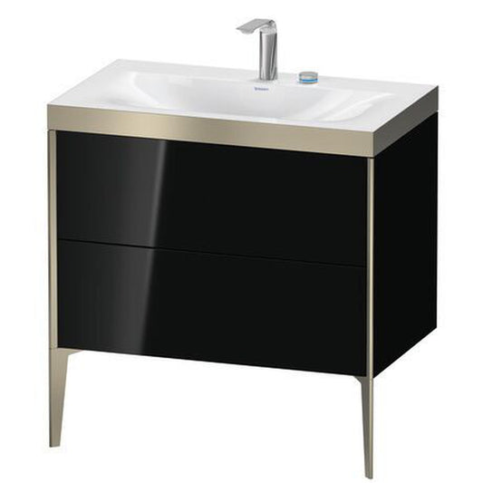 Duravit XViu 31" x 31" x 19" Two Drawer C-Bonded Floorstanding Vanity Kit With Two Tap Holes, Black (XV4710EB140P)