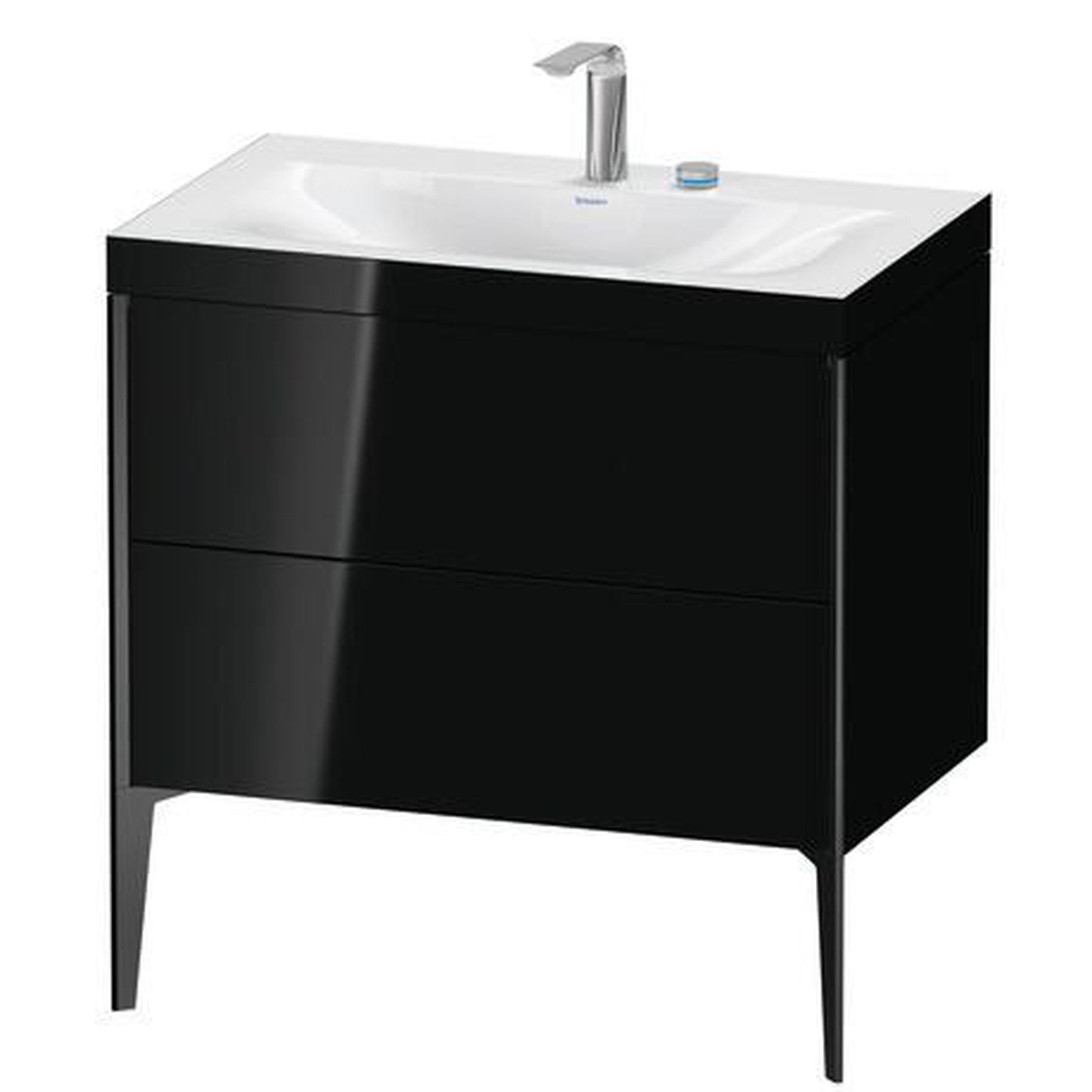 Duravit XViu 31" x 31" x 19" Two Drawer C-Bonded Floorstanding Vanity Kit With Two Tap Holes, Black (XV4710EB240C)