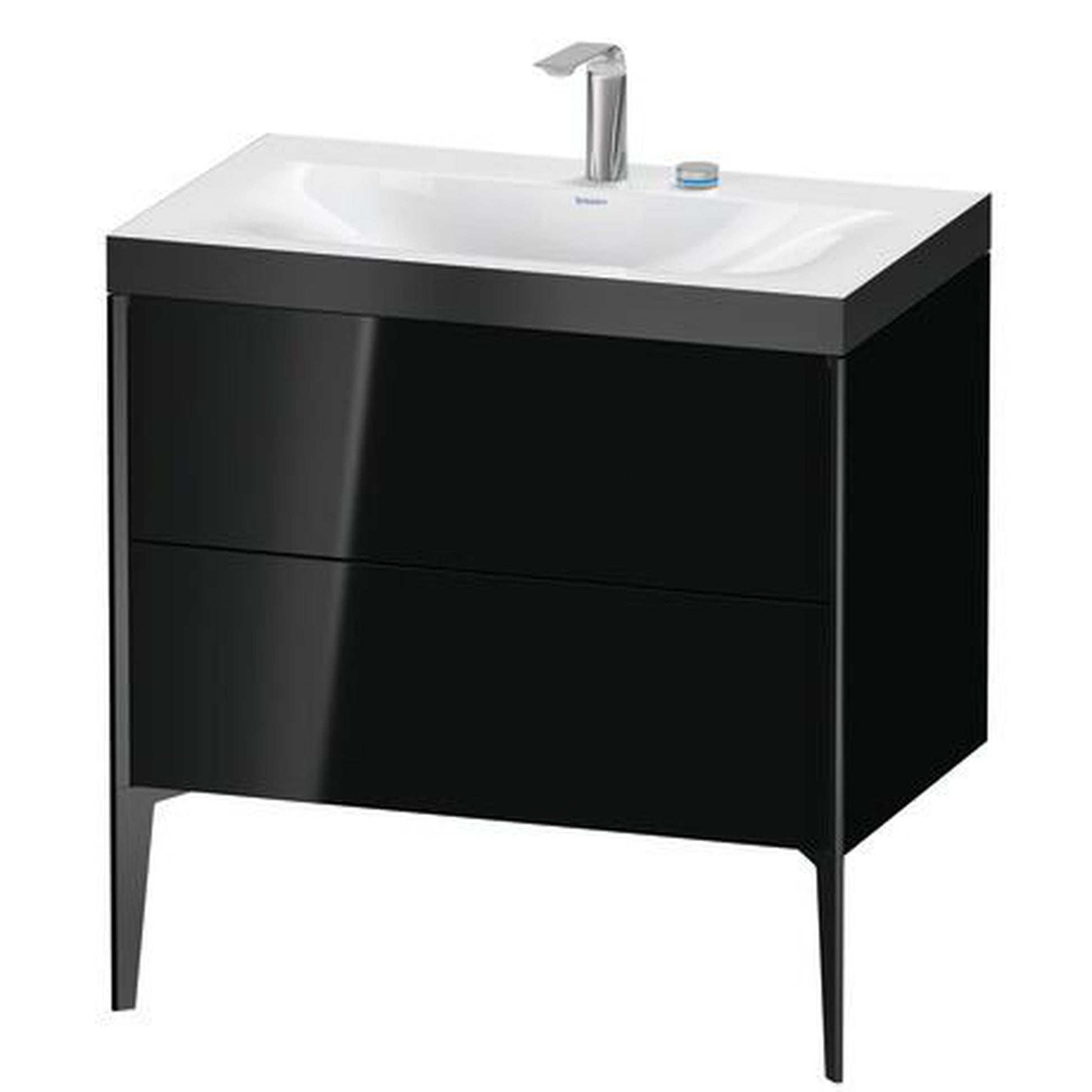 Duravit XViu 31" x 31" x 19" Two Drawer C-Bonded Floorstanding Vanity Kit With Two Tap Holes, Black (XV4710EB240P)