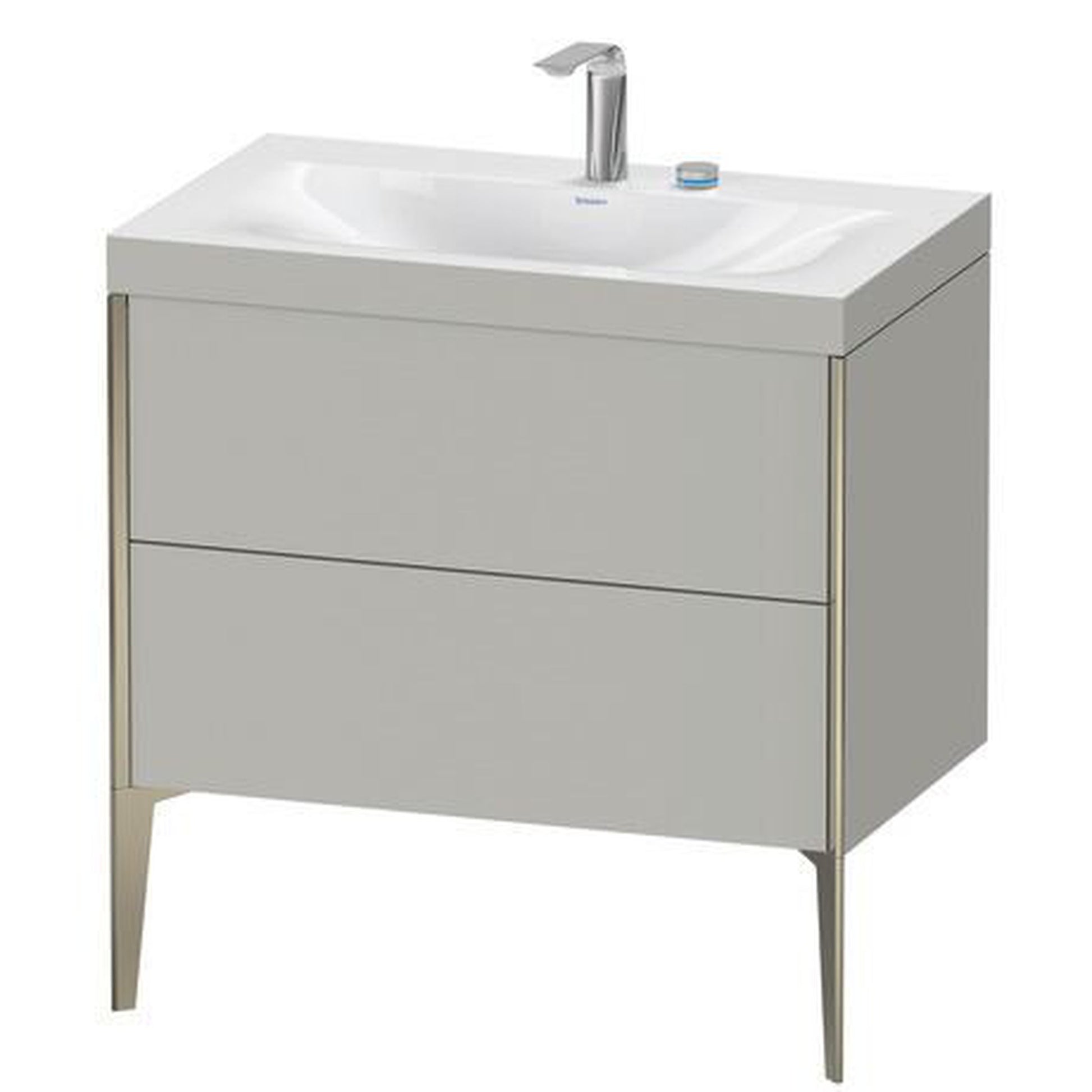 Duravit XViu 31" x 31" x 19" Two Drawer C-Bonded Floorstanding Vanity Kit With Two Tap Holes, Concrete Gray (XV4710EB107C)