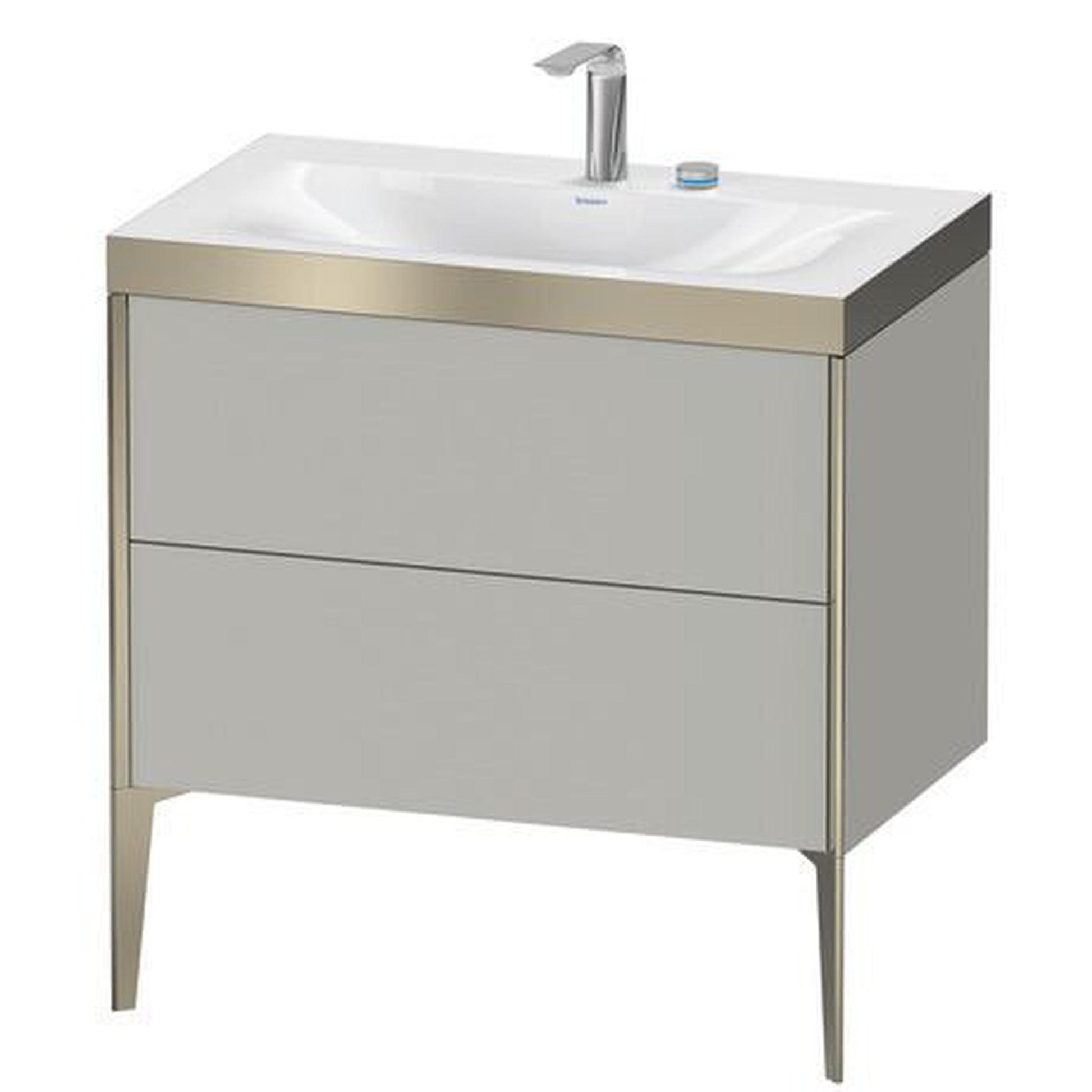 Duravit XViu 31" x 31" x 19" Two Drawer C-Bonded Floorstanding Vanity Kit With Two Tap Holes, Concrete Gray (XV4710EB107P)
