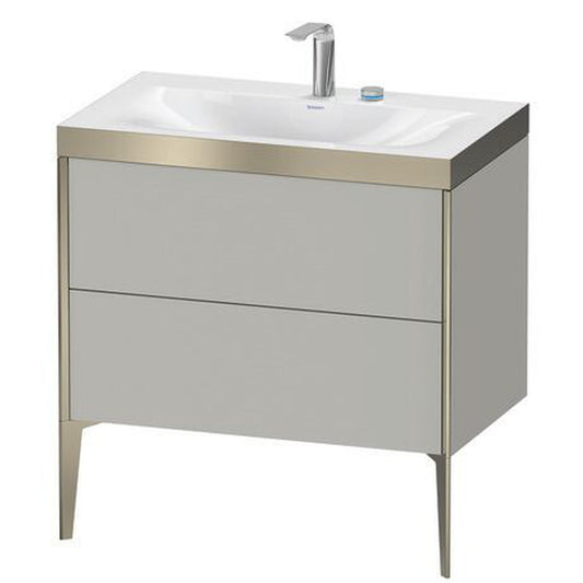 Duravit XViu 31" x 31" x 19" Two Drawer C-Bonded Floorstanding Vanity Kit With Two Tap Holes, Concrete Gray (XV4710EB107P)