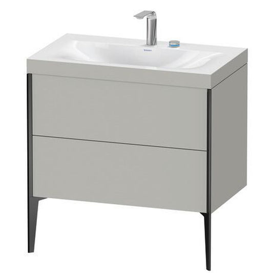 Duravit XViu 31" x 31" x 19" Two Drawer C-Bonded Floorstanding Vanity Kit With Two Tap Holes, Concrete Gray (XV4710EB207C)