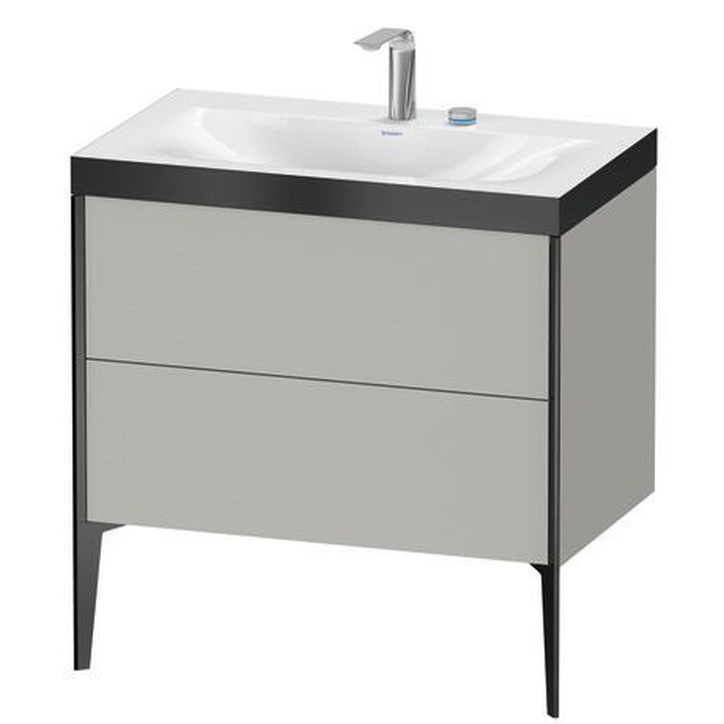 Duravit XViu 31" x 31" x 19" Two Drawer C-Bonded Floorstanding Vanity Kit With Two Tap Holes, Concrete Gray (XV4710EB207P)