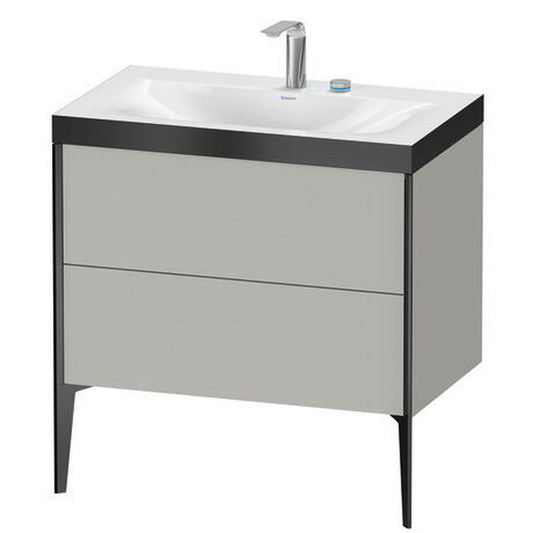 Duravit XViu 31" x 31" x 19" Two Drawer C-Bonded Floorstanding Vanity Kit With Two Tap Holes, Concrete Gray (XV4710EB207P)