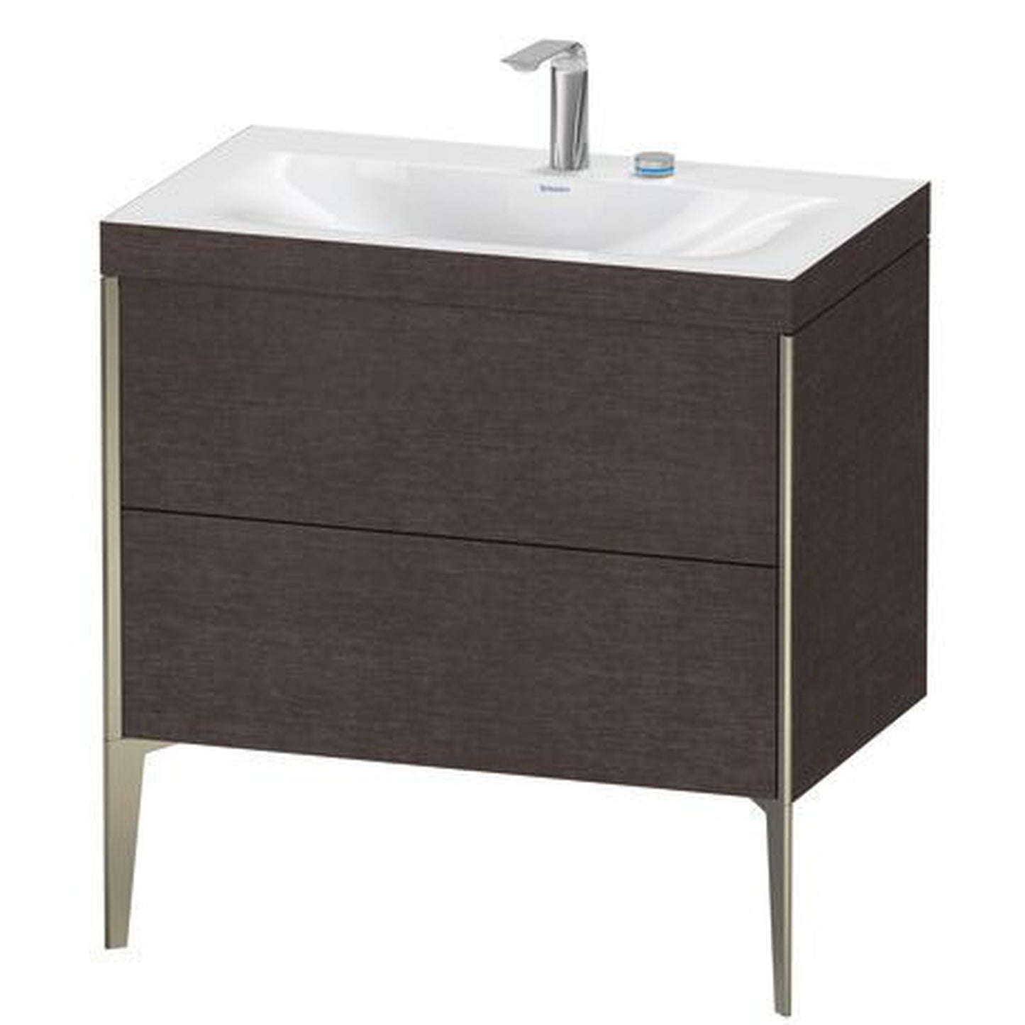 Duravit XViu 31" x 31" x 19" Two Drawer C-Bonded Floorstanding Vanity Kit With Two Tap Holes, Dark Brushed Oak (XV4710EB172C)