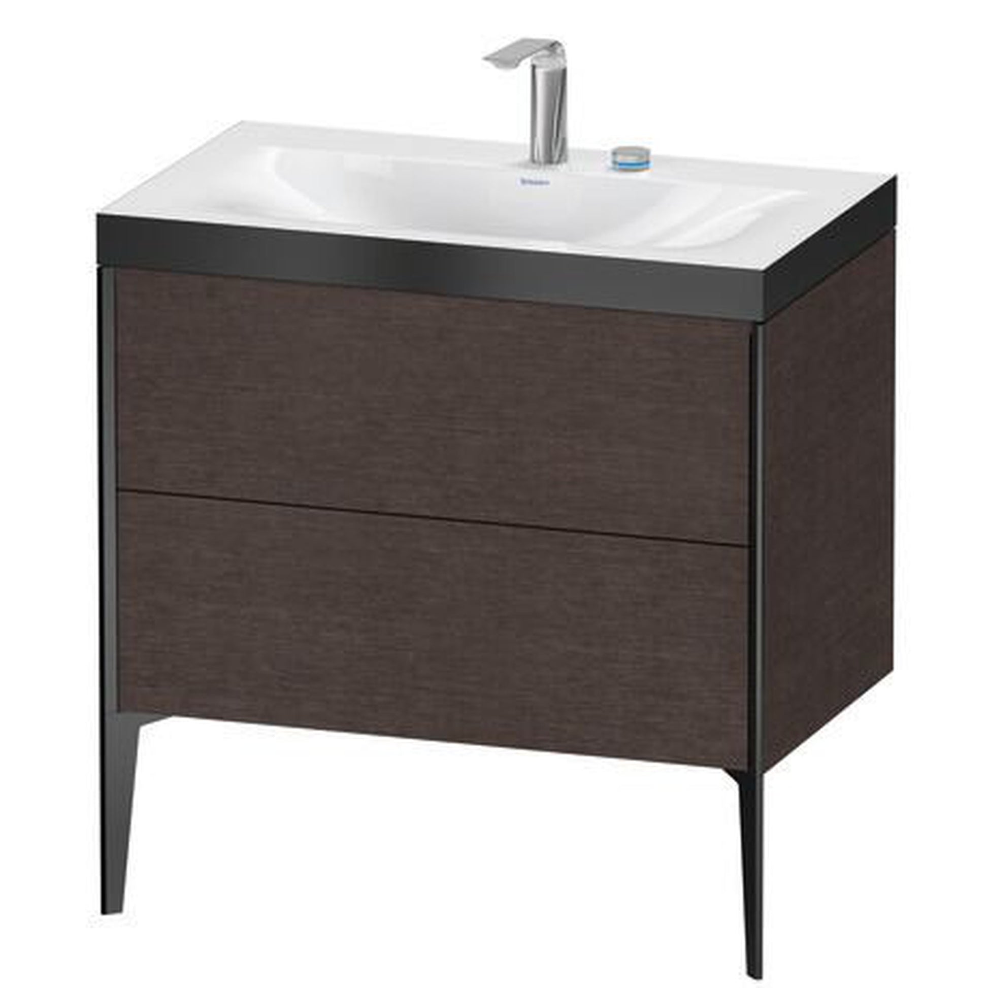 Duravit XViu 31" x 31" x 19" Two Drawer C-Bonded Floorstanding Vanity Kit With Two Tap Holes, Dark Brushed Oak (XV4710EB272P)