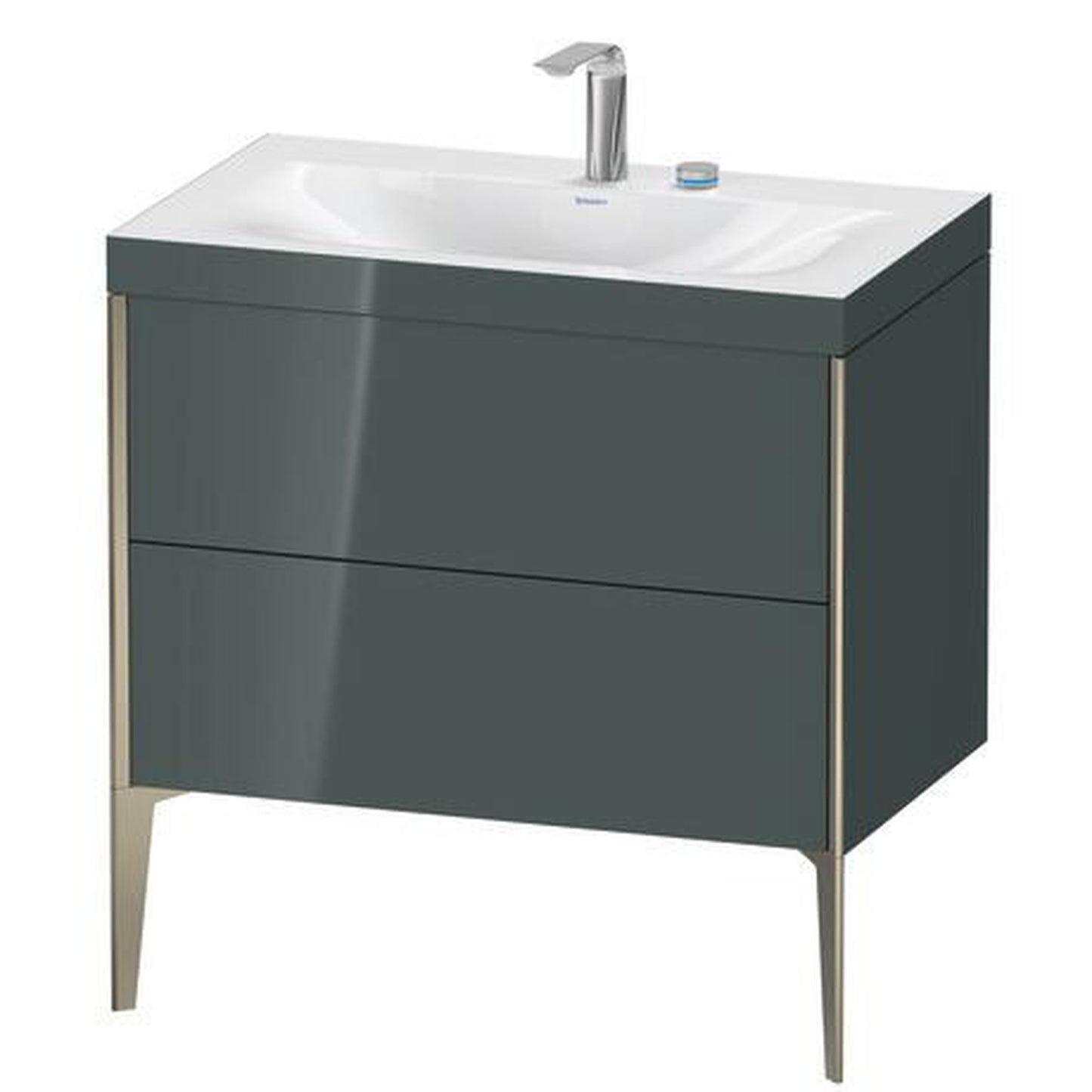 Duravit XViu 31" x 31" x 19" Two Drawer C-Bonded Floorstanding Vanity Kit With Two Tap Holes, Dolomite Gray (XV4710EB138C)