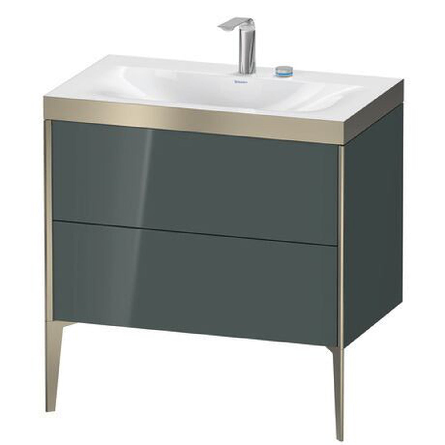 Duravit XViu 31" x 31" x 19" Two Drawer C-Bonded Floorstanding Vanity Kit With Two Tap Holes, Dolomite Gray (XV4710EB138P)