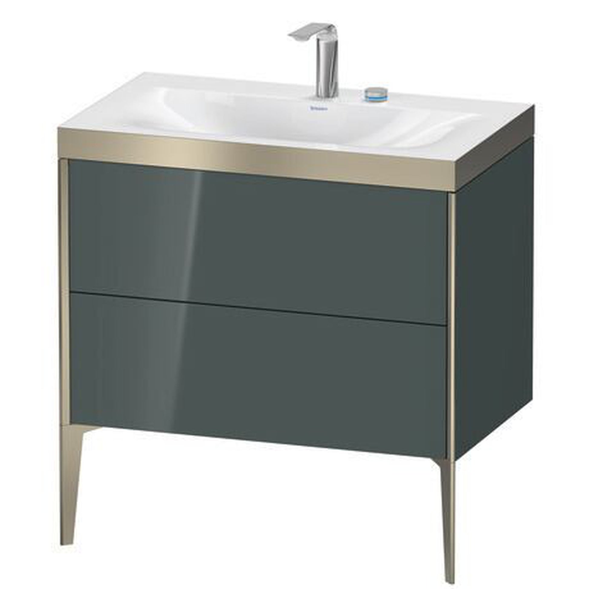 Duravit XViu 31" x 31" x 19" Two Drawer C-Bonded Floorstanding Vanity Kit With Two Tap Holes, Dolomite Gray (XV4710EB138P)