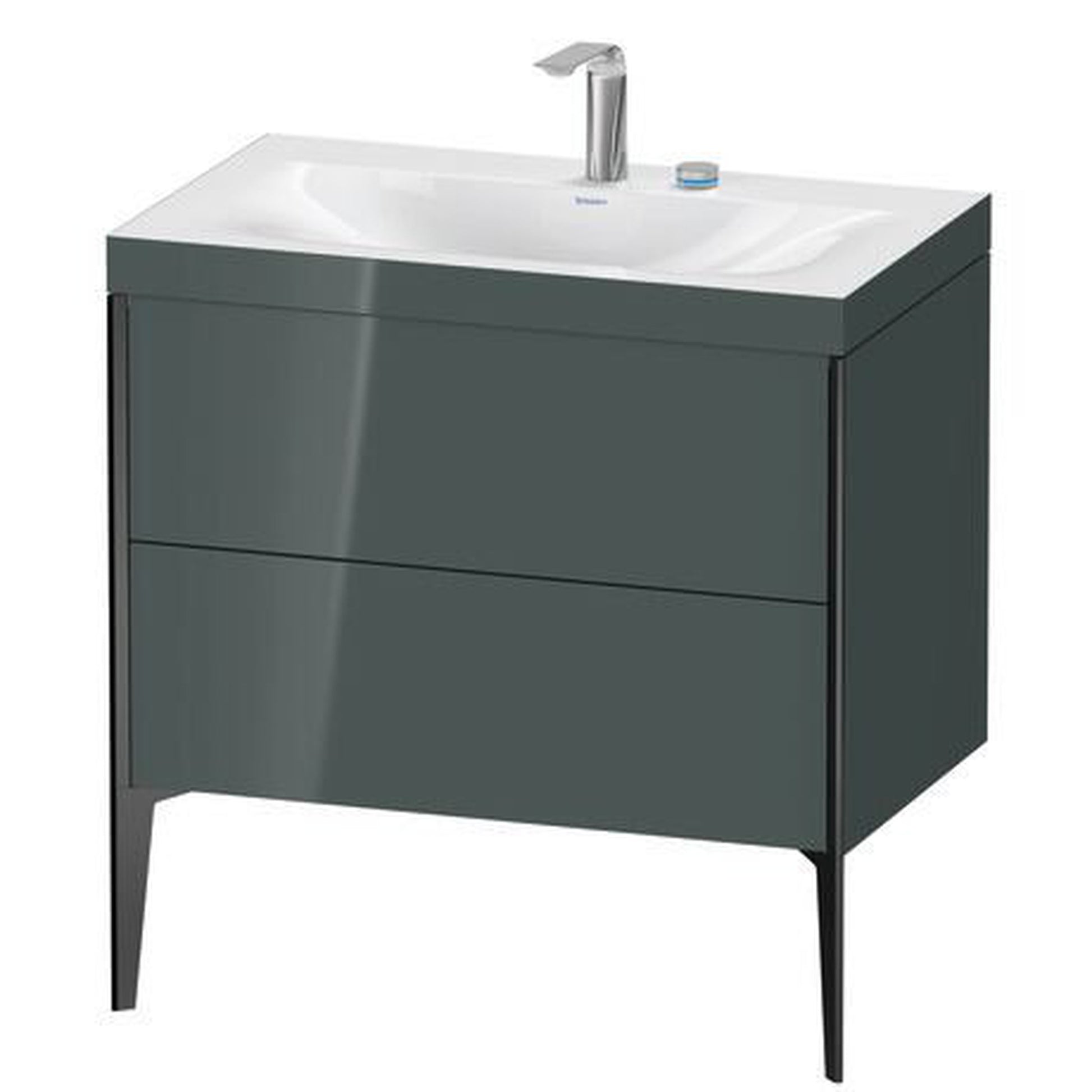 Duravit XViu 31" x 31" x 19" Two Drawer C-Bonded Floorstanding Vanity Kit With Two Tap Holes, Dolomite Gray (XV4710EB238C)