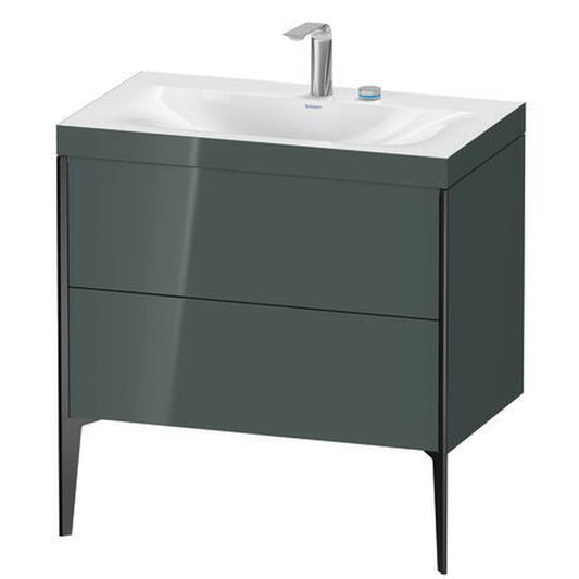 Duravit XViu 31" x 31" x 19" Two Drawer C-Bonded Floorstanding Vanity Kit With Two Tap Holes, Dolomite Gray (XV4710EB238C)
