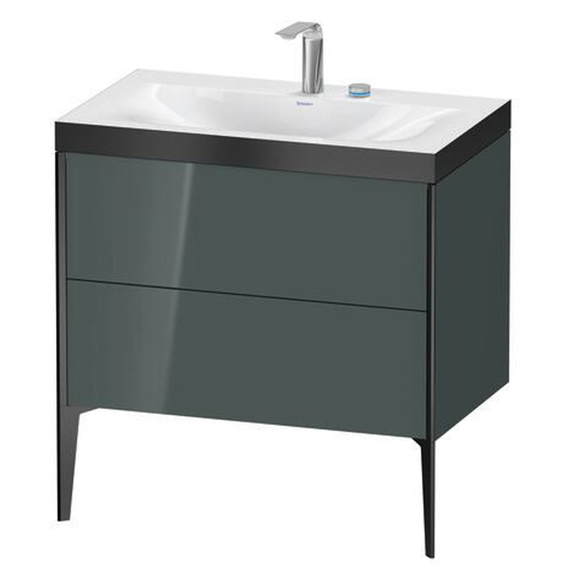Duravit XViu 31" x 31" x 19" Two Drawer C-Bonded Floorstanding Vanity Kit With Two Tap Holes, Dolomite Gray (XV4710EB238P)
