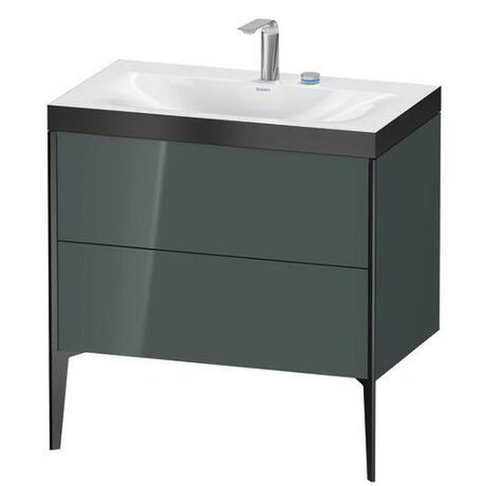 Duravit XViu 31" x 31" x 19" Two Drawer C-Bonded Floorstanding Vanity Kit With Two Tap Holes, Dolomite Gray (XV4710EB238P)