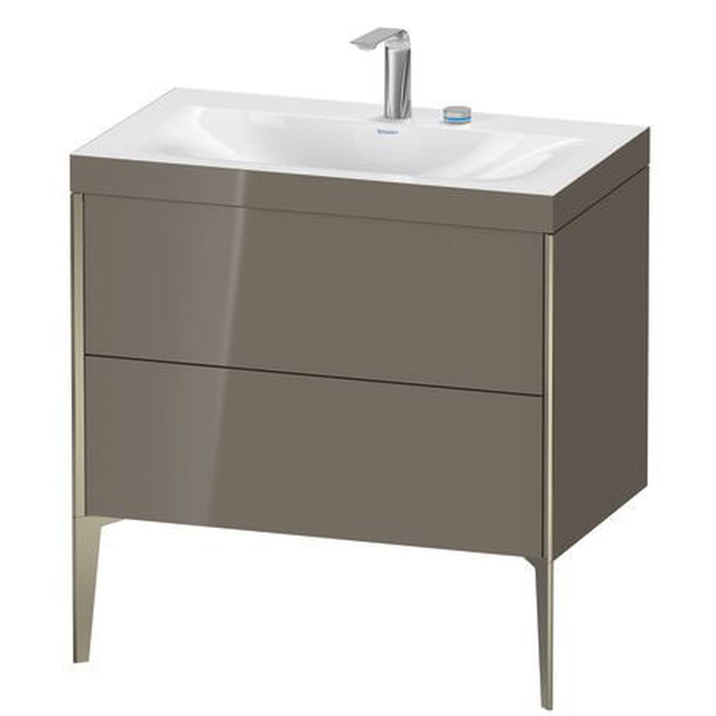 Duravit XViu 31" x 31" x 19" Two Drawer C-Bonded Floorstanding Vanity Kit With Two Tap Holes, Flannel Gray (XV4710EB189C)