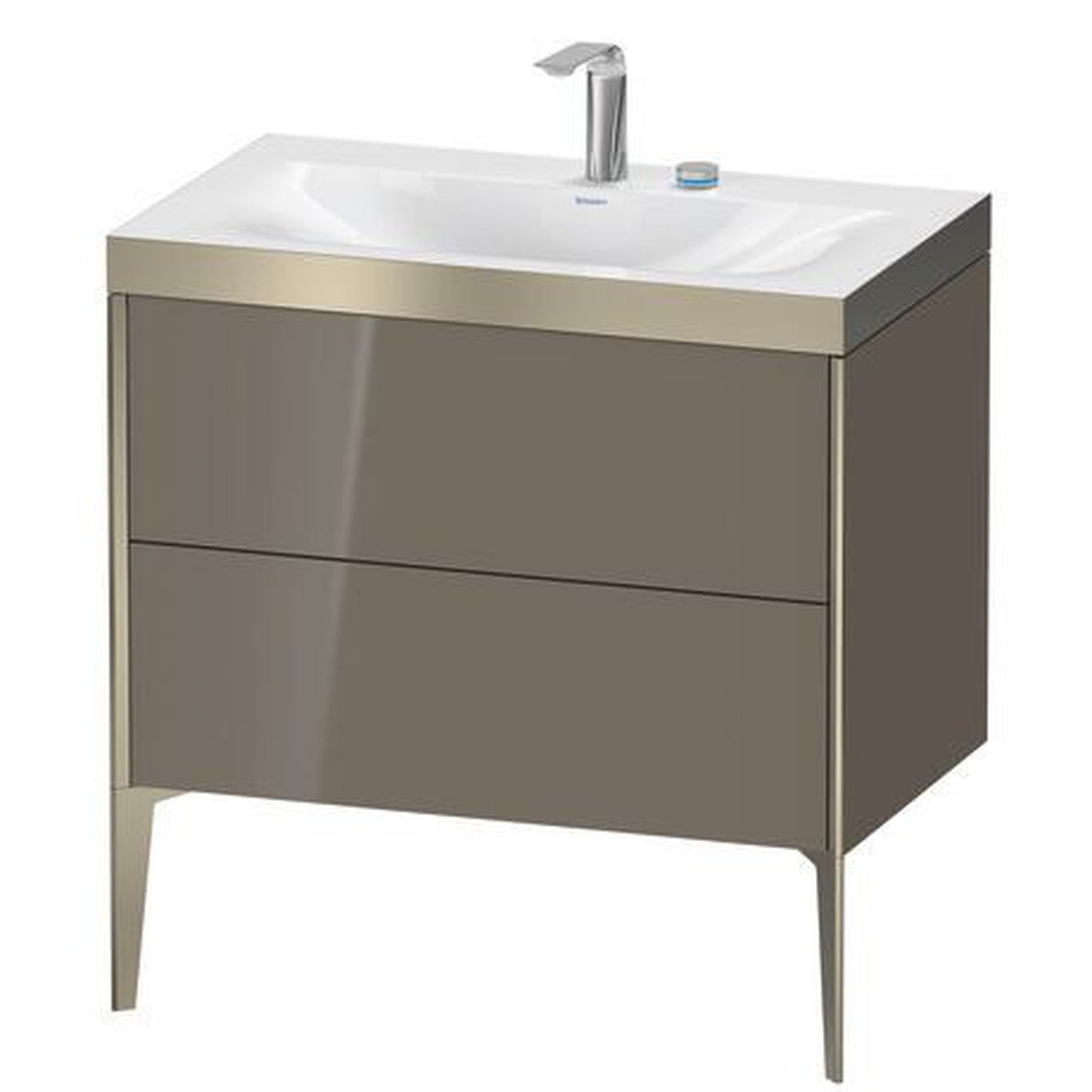 Duravit XViu 31" x 31" x 19" Two Drawer C-Bonded Floorstanding Vanity Kit With Two Tap Holes, Flannel Gray (XV4710EB189P)