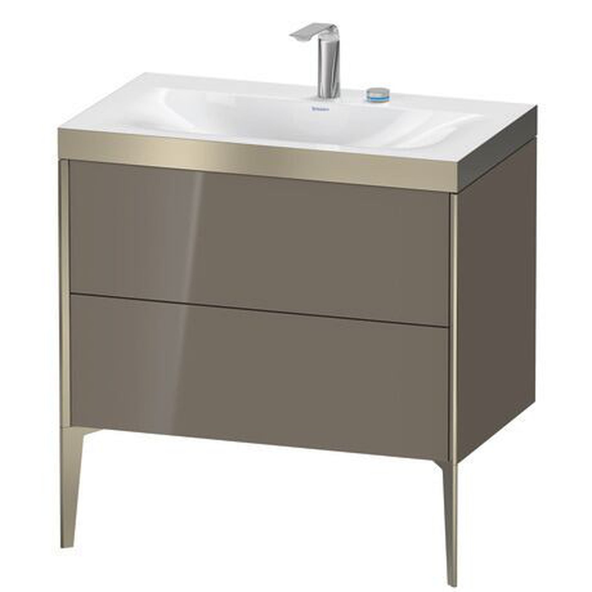 Duravit XViu 31" x 31" x 19" Two Drawer C-Bonded Floorstanding Vanity Kit With Two Tap Holes, Flannel Gray (XV4710EB189P)