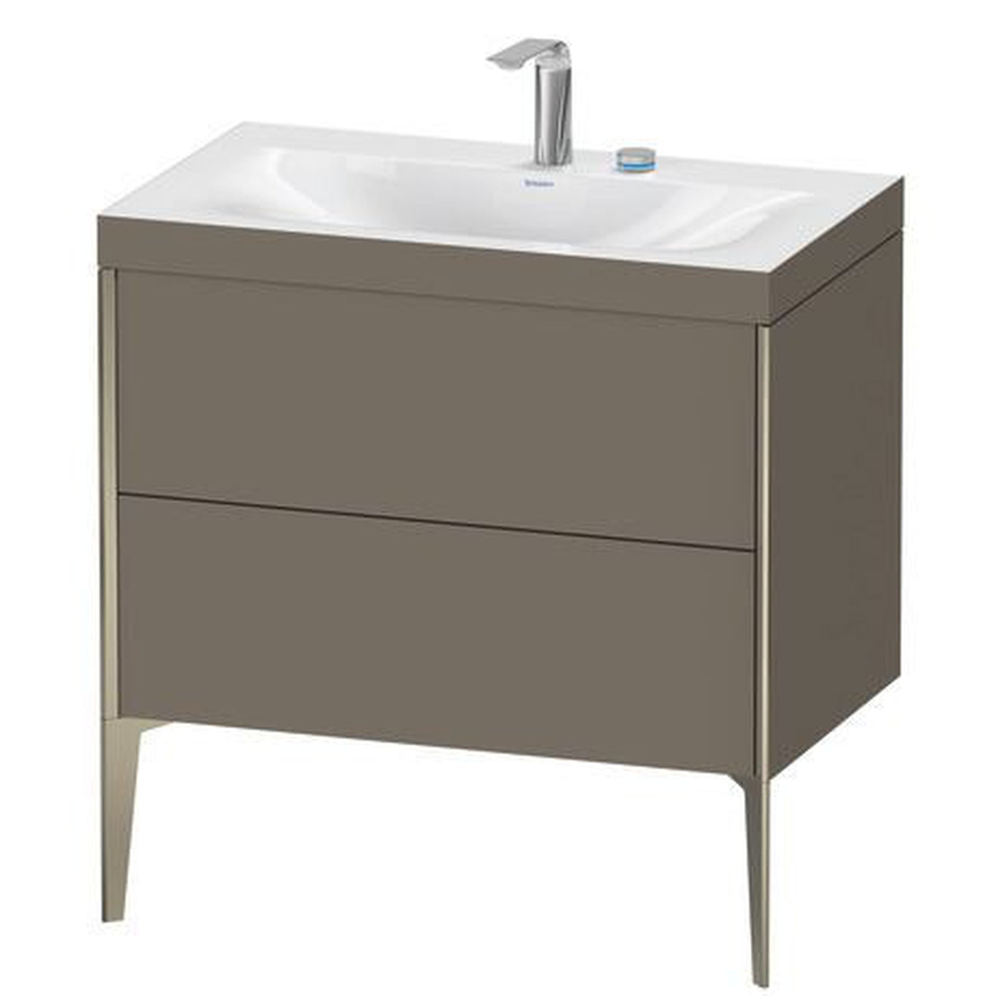 Duravit XViu 31" x 31" x 19" Two Drawer C-Bonded Floorstanding Vanity Kit With Two Tap Holes, Flannel Gray (XV4710EB190C)