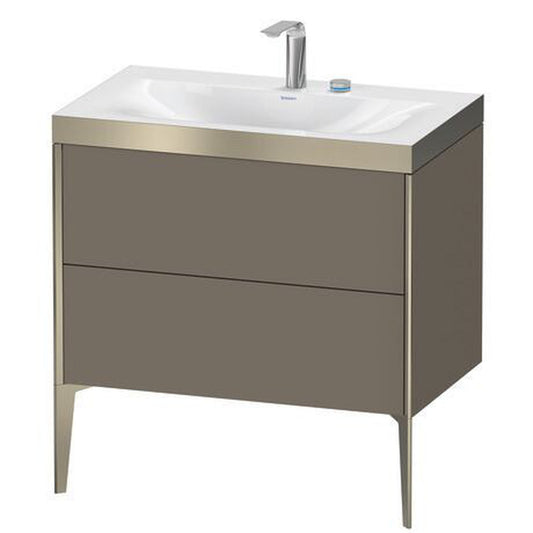 Duravit XViu 31" x 31" x 19" Two Drawer C-Bonded Floorstanding Vanity Kit With Two Tap Holes, Flannel Gray (XV4710EB190P)