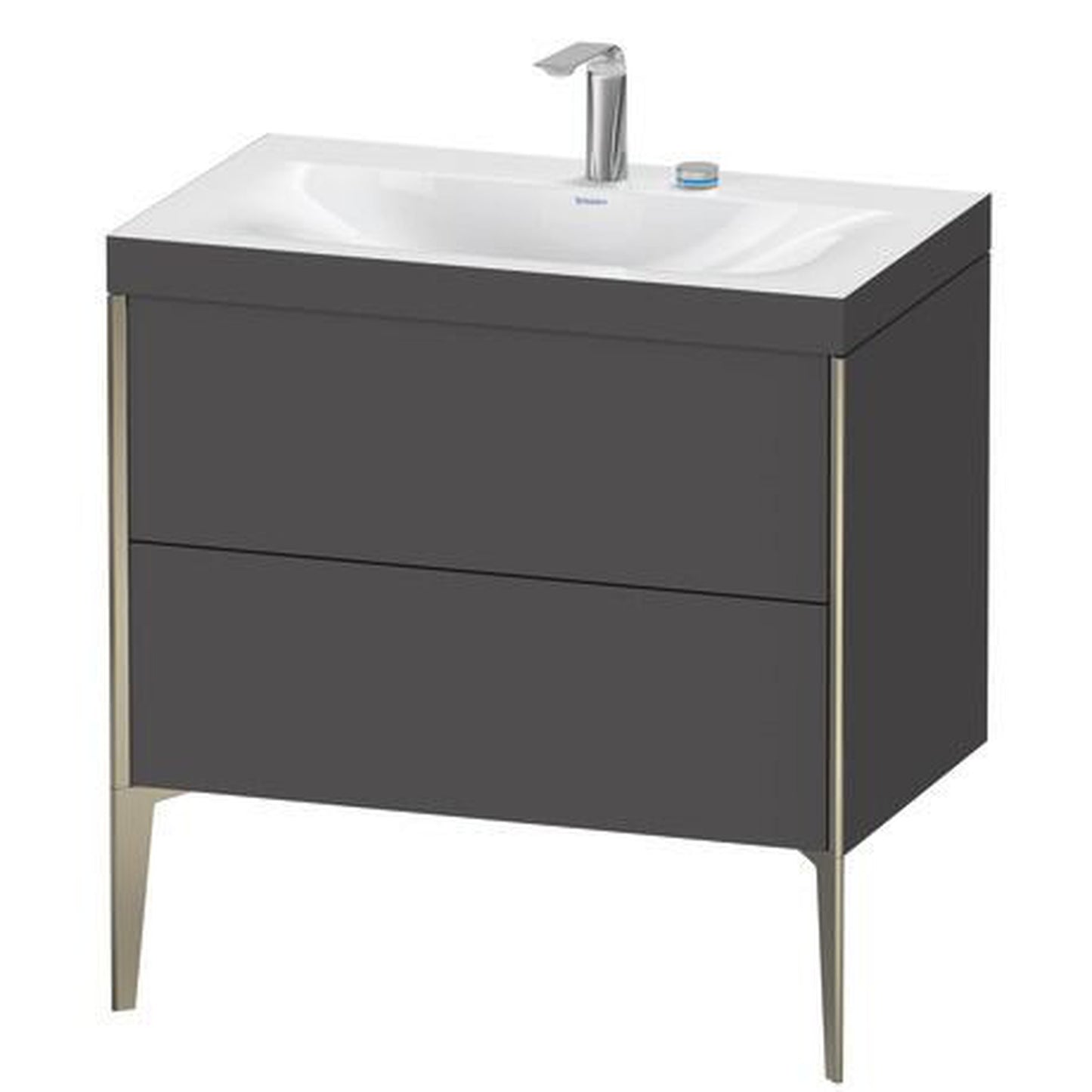 Duravit XViu 31" x 31" x 19" Two Drawer C-Bonded Floorstanding Vanity Kit With Two Tap Holes, Graphite (XV4710EB149C)