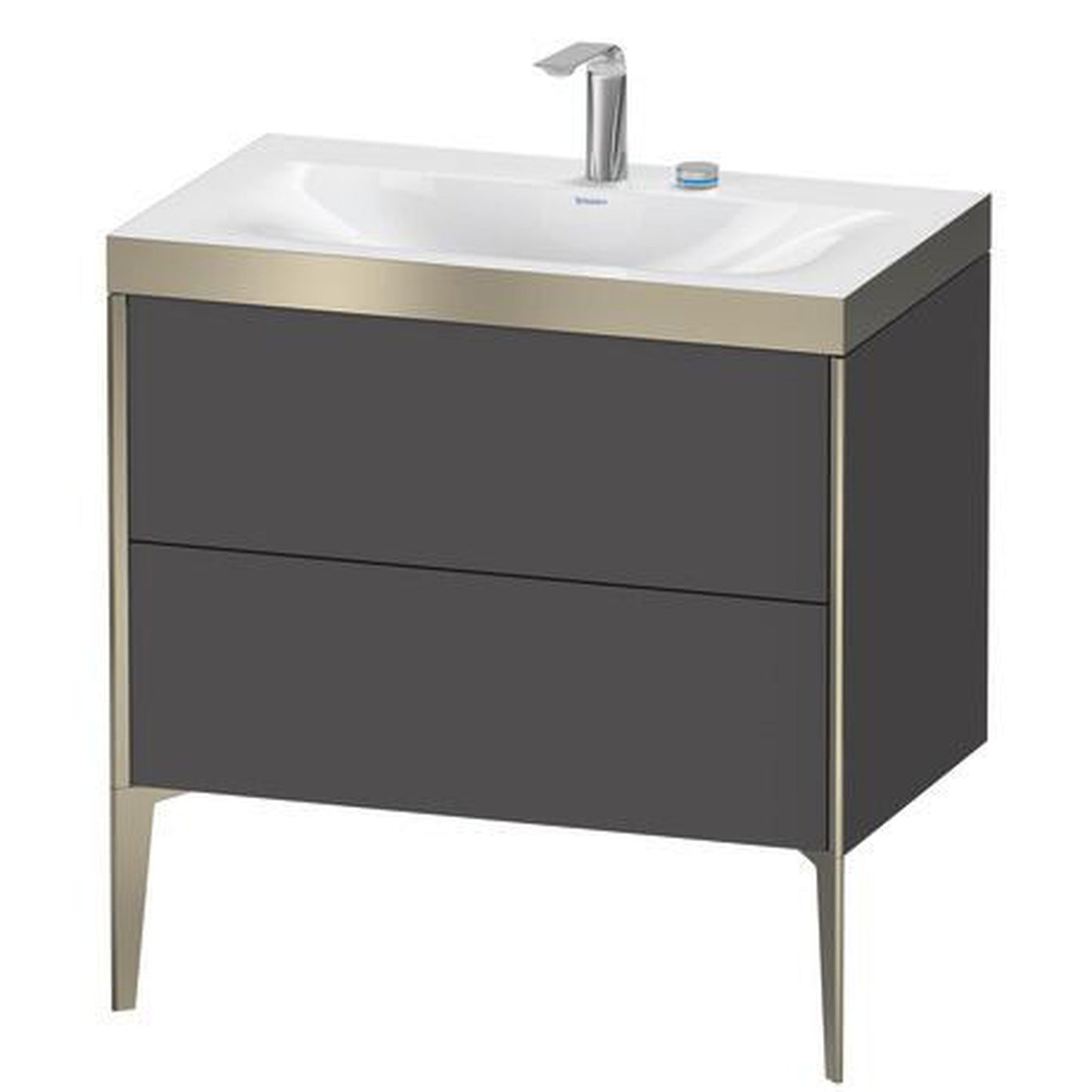 Duravit XViu 31" x 31" x 19" Two Drawer C-Bonded Floorstanding Vanity Kit With Two Tap Holes, Graphite (XV4710EB149P)