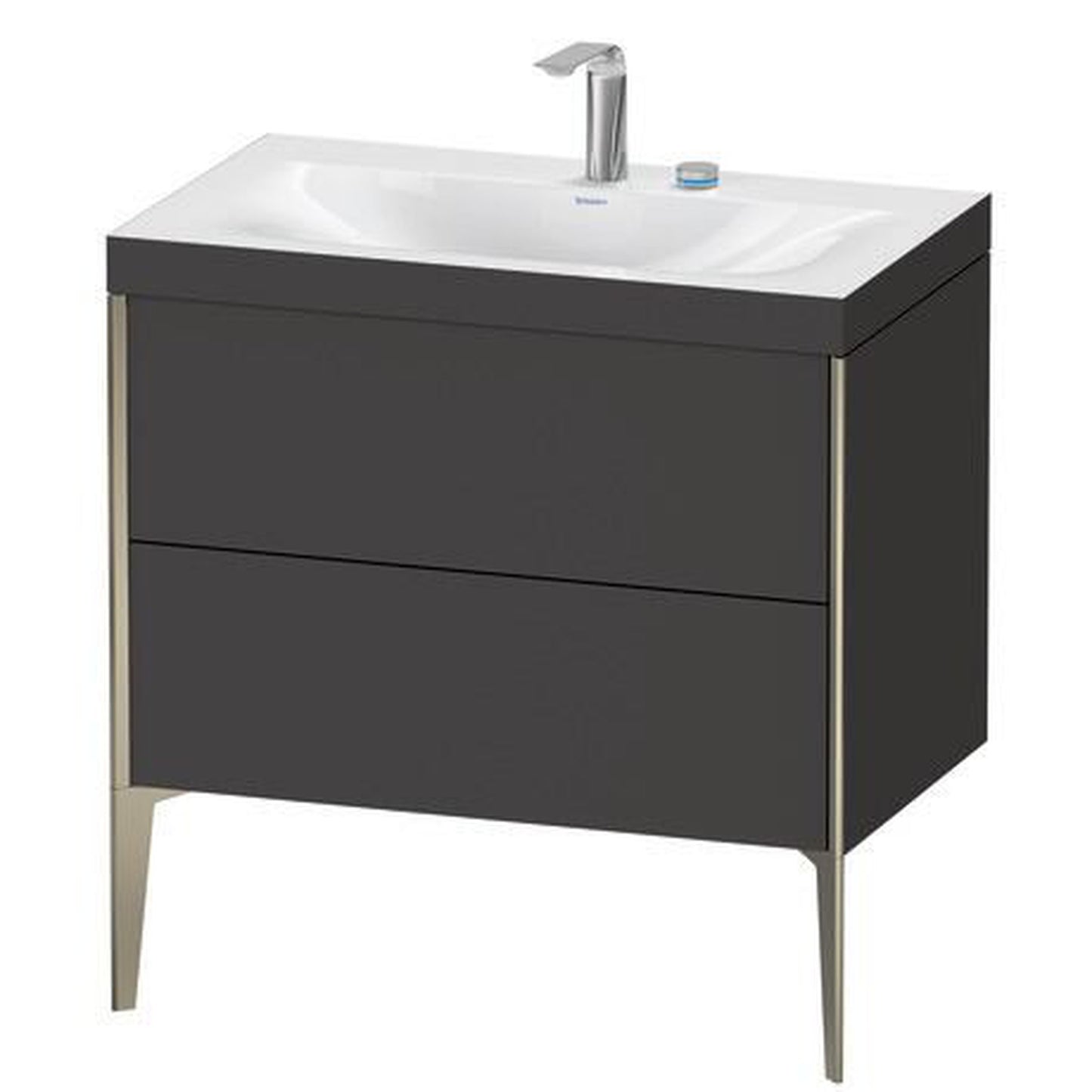 Duravit XViu 31" x 31" x 19" Two Drawer C-Bonded Floorstanding Vanity Kit With Two Tap Holes, Graphite (XV4710EB180C)