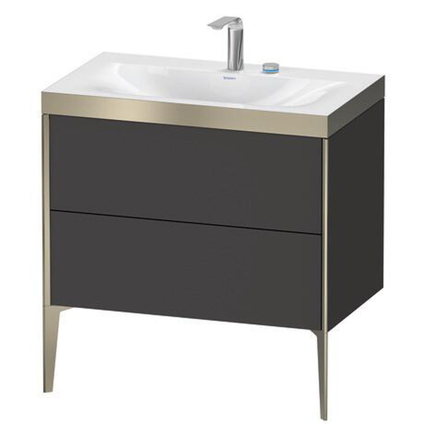Duravit XViu 31" x 31" x 19" Two Drawer C-Bonded Floorstanding Vanity Kit With Two Tap Holes, Graphite (XV4710EB180P)