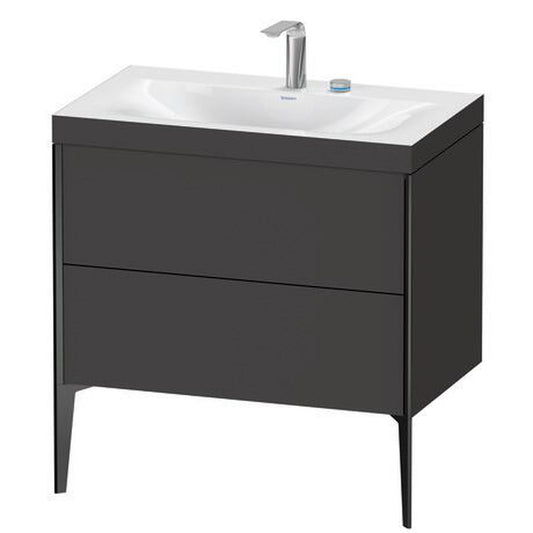 Duravit XViu 31" x 31" x 19" Two Drawer C-Bonded Floorstanding Vanity Kit With Two Tap Holes, Graphite (XV4710EB280C)