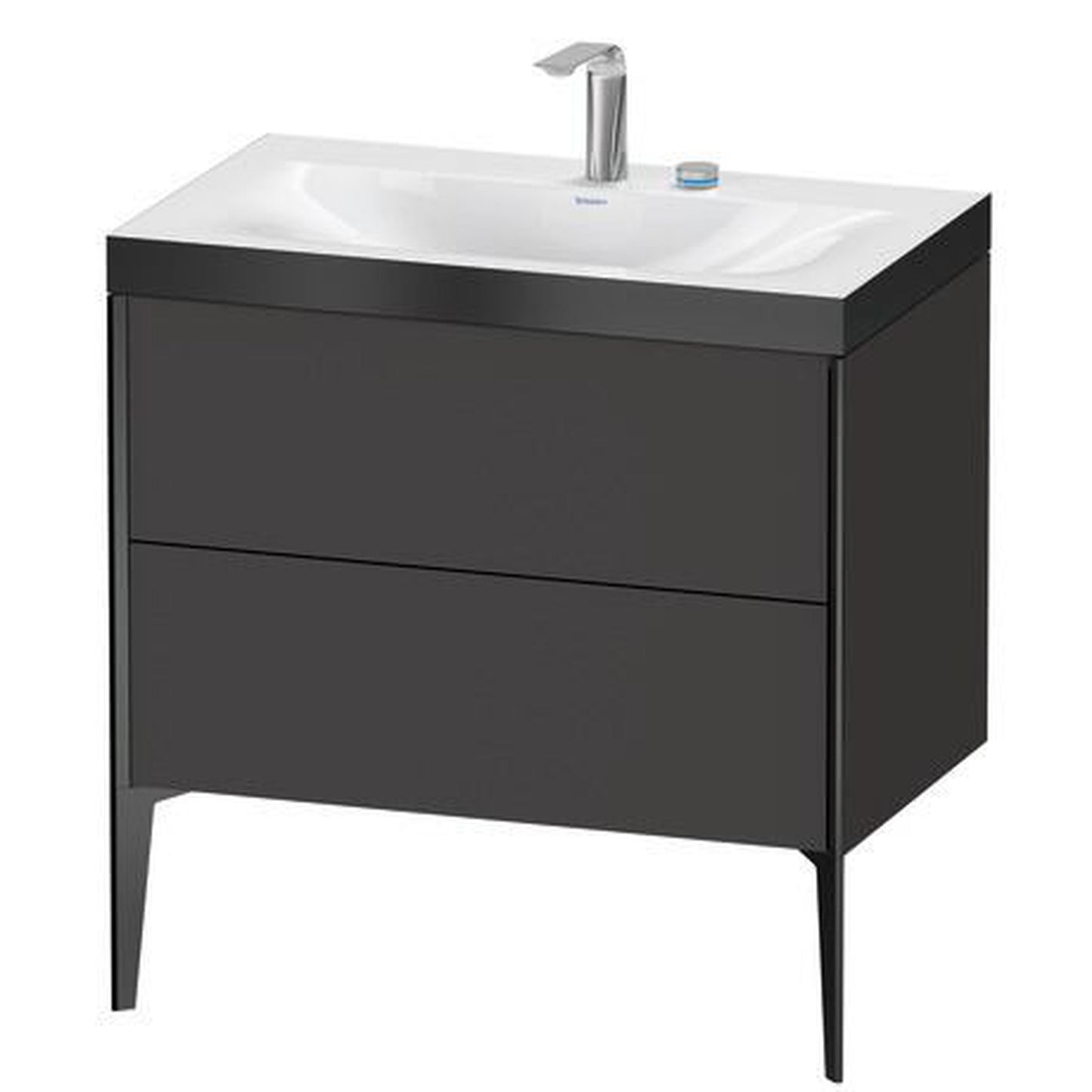 Duravit XViu 31" x 31" x 19" Two Drawer C-Bonded Floorstanding Vanity Kit With Two Tap Holes, Graphite (XV4710EB280P)
