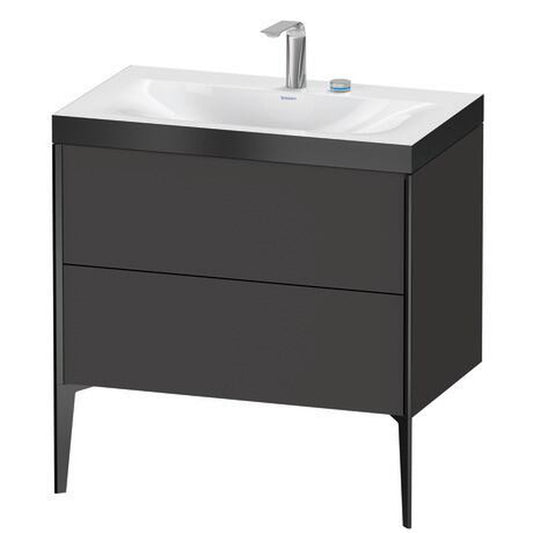 Duravit XViu 31" x 31" x 19" Two Drawer C-Bonded Floorstanding Vanity Kit With Two Tap Holes, Graphite (XV4710EB280P)