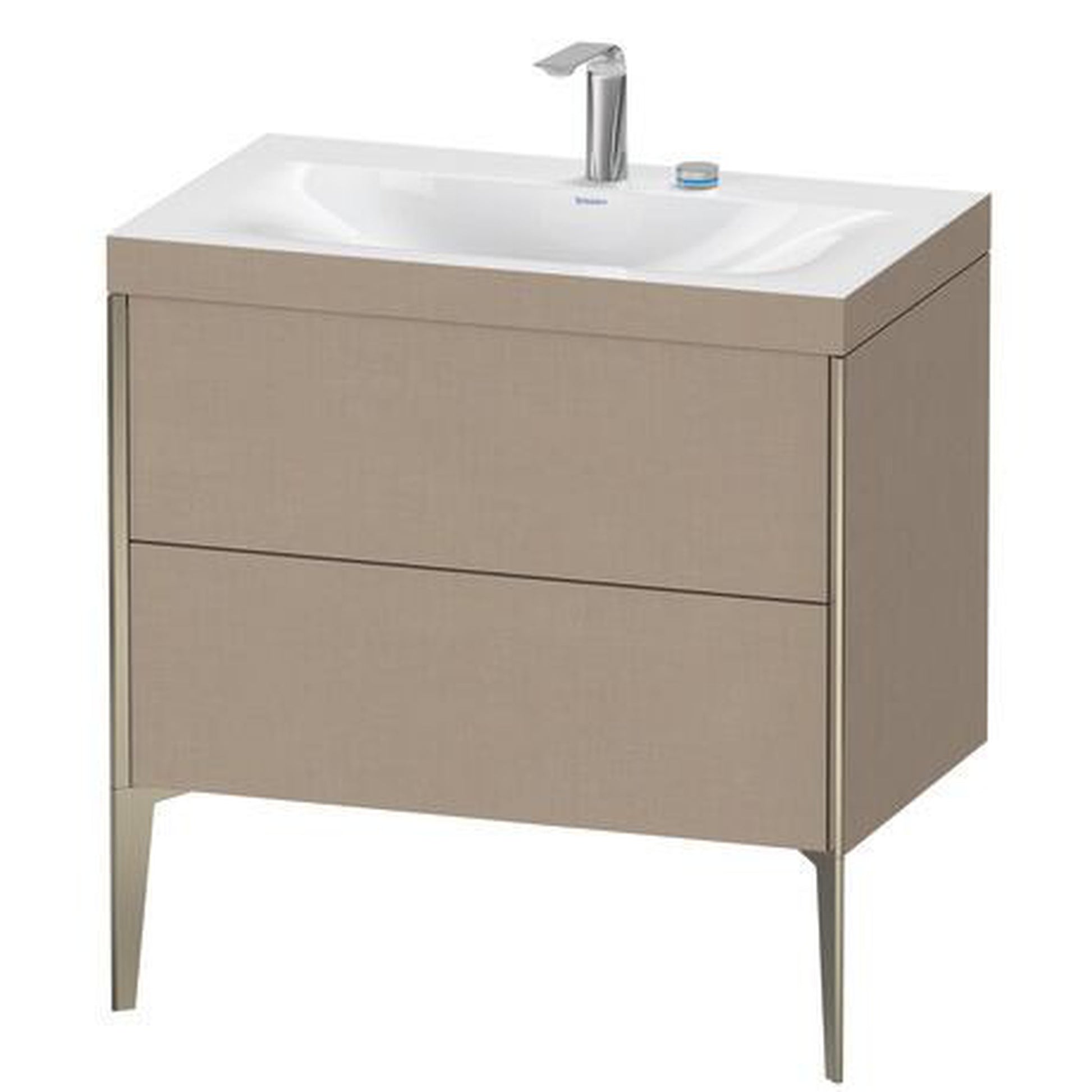 Duravit XViu 31" x 31" x 19" Two Drawer C-Bonded Floorstanding Vanity Kit With Two Tap Holes, Linen (XV4710EB175C)