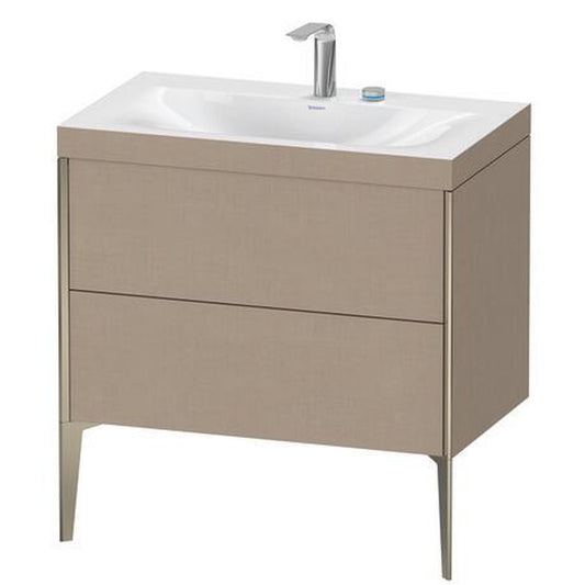 Duravit XViu 31" x 31" x 19" Two Drawer C-Bonded Floorstanding Vanity Kit With Two Tap Holes, Linen (XV4710EB175C)