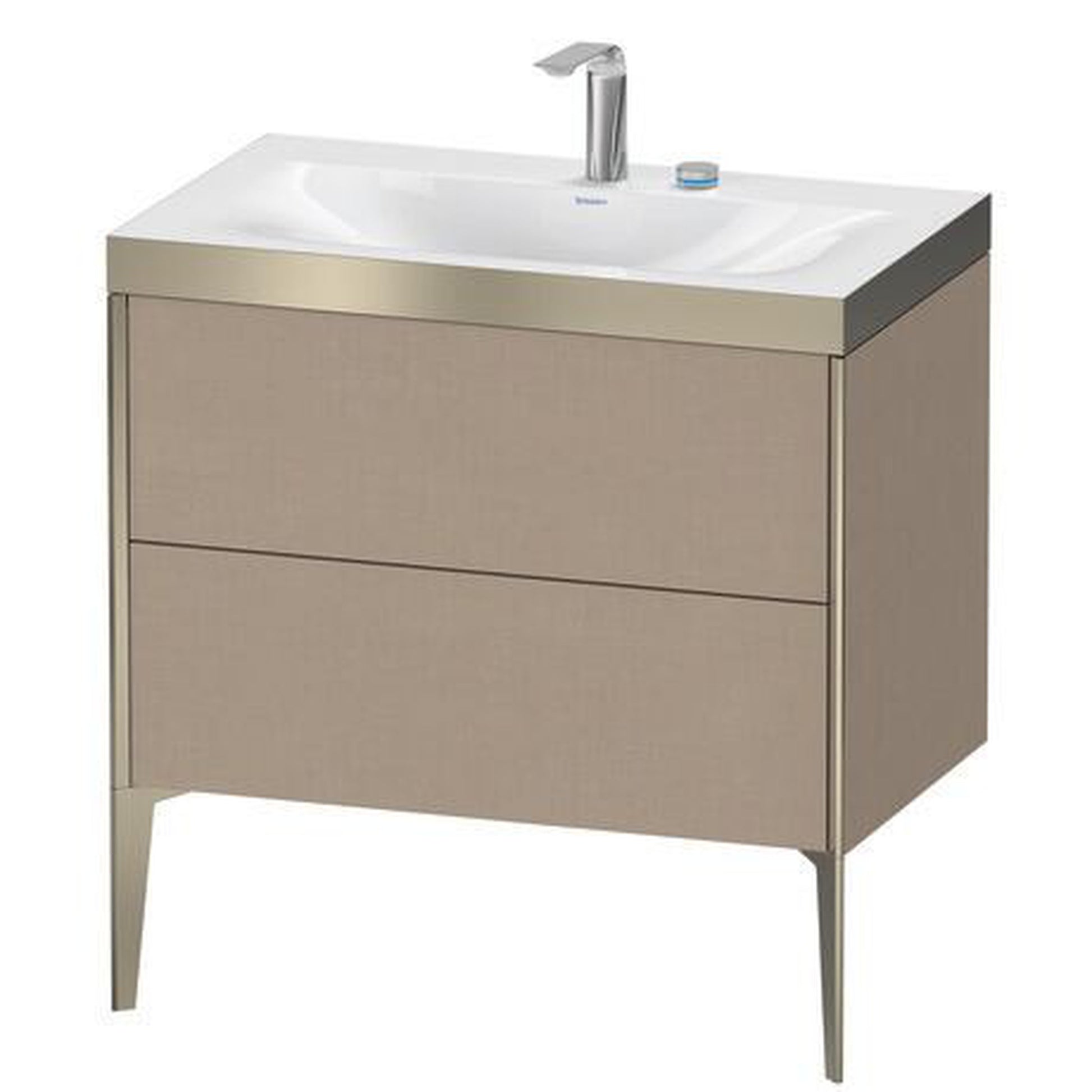 Duravit XViu 31" x 31" x 19" Two Drawer C-Bonded Floorstanding Vanity Kit With Two Tap Holes, Linen (XV4710EB175P)