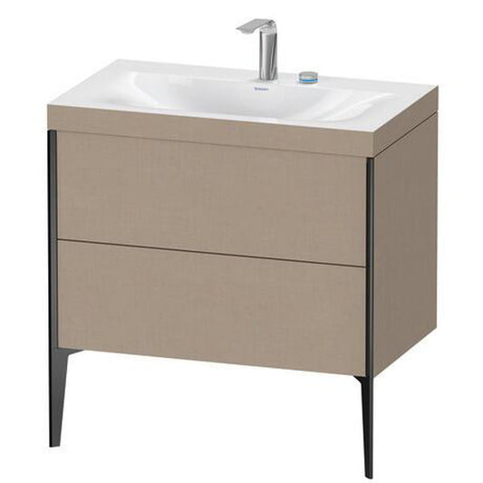 Duravit XViu 31" x 31" x 19" Two Drawer C-Bonded Floorstanding Vanity Kit With Two Tap Holes, Linen (XV4710EB275C)