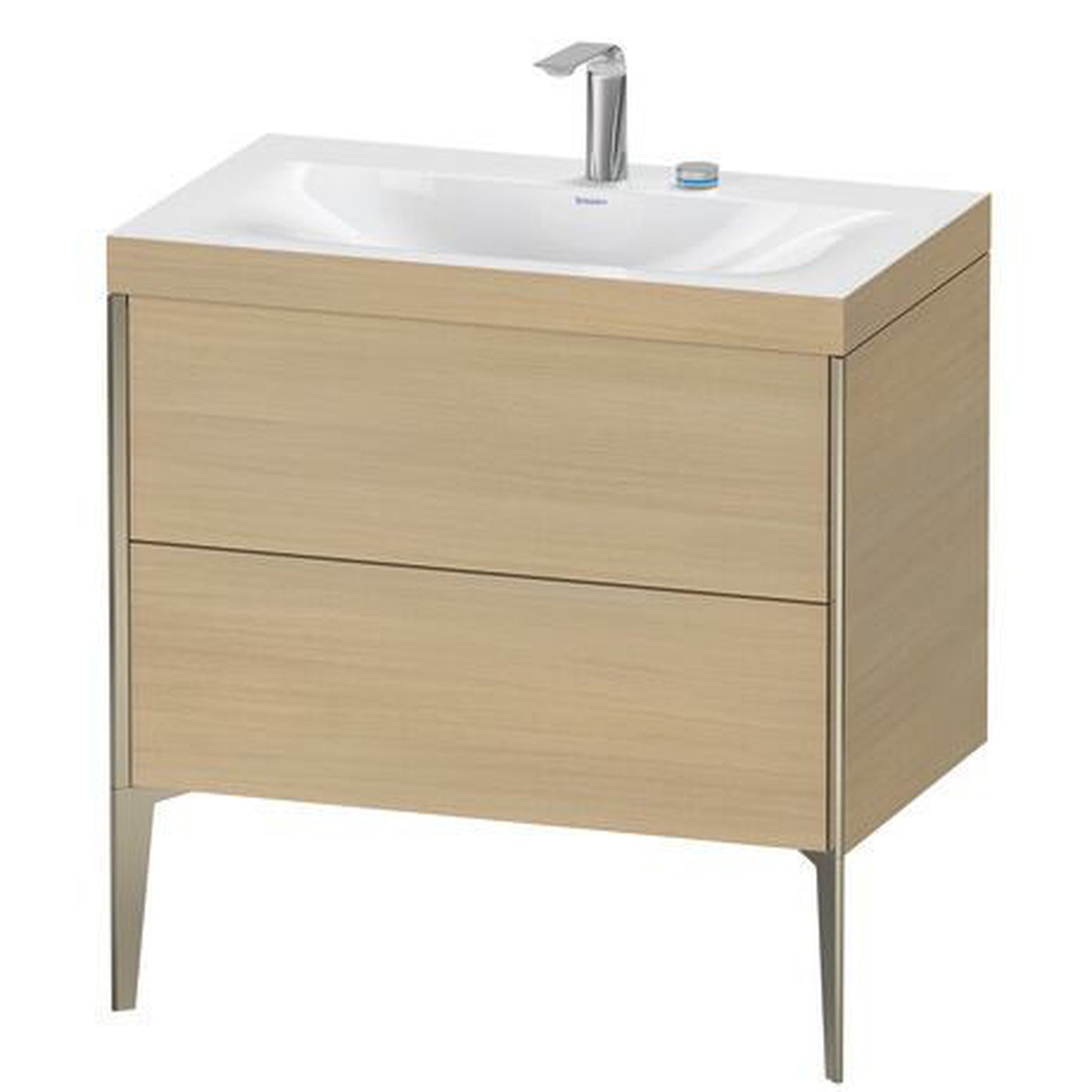 Duravit XViu 31" x 31" x 19" Two Drawer C-Bonded Floorstanding Vanity Kit With Two Tap Holes, Mediterranean Oak (XV4710EB171C)