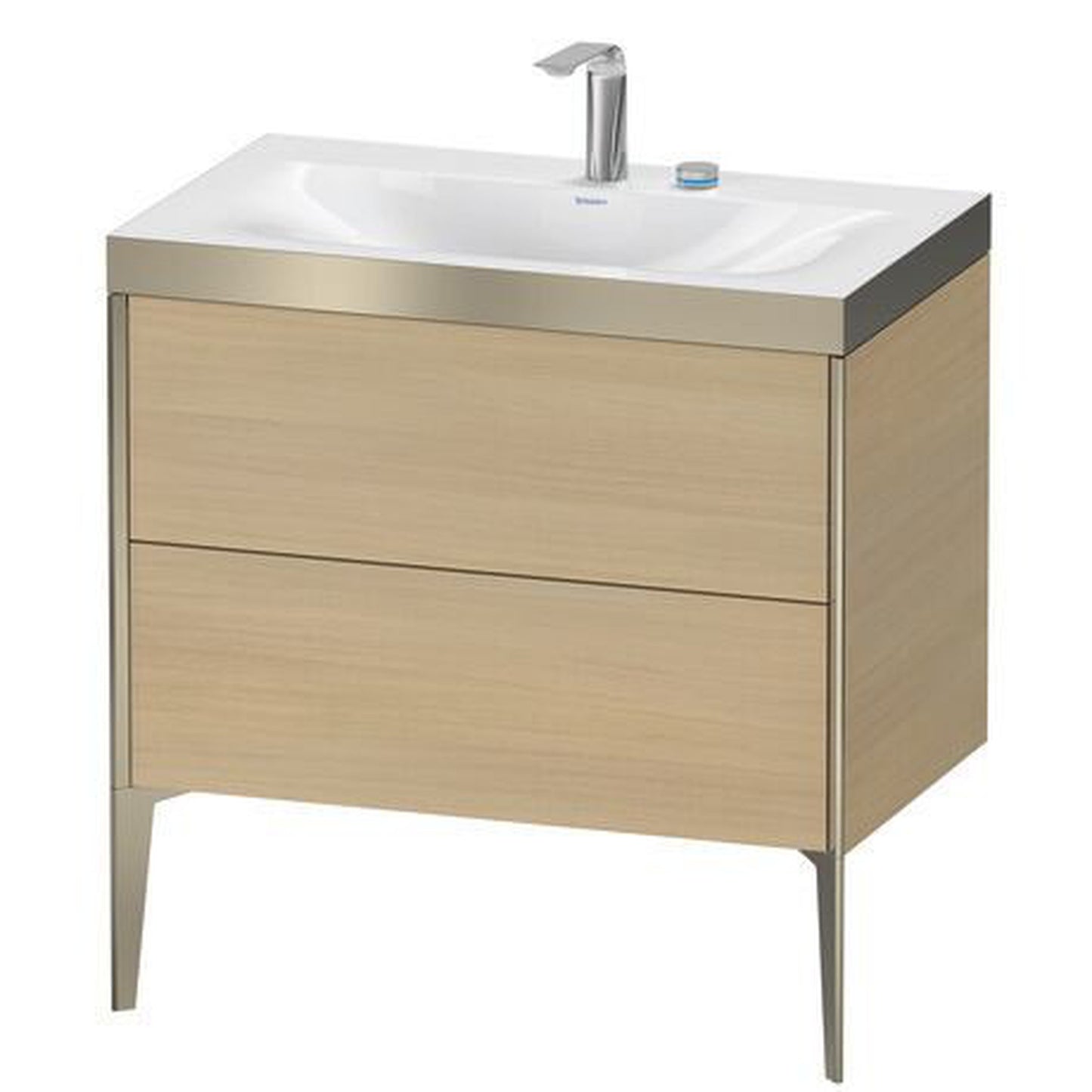 Duravit XViu 31" x 31" x 19" Two Drawer C-Bonded Floorstanding Vanity Kit With Two Tap Holes, Mediterranean Oak (XV4710EB171P)